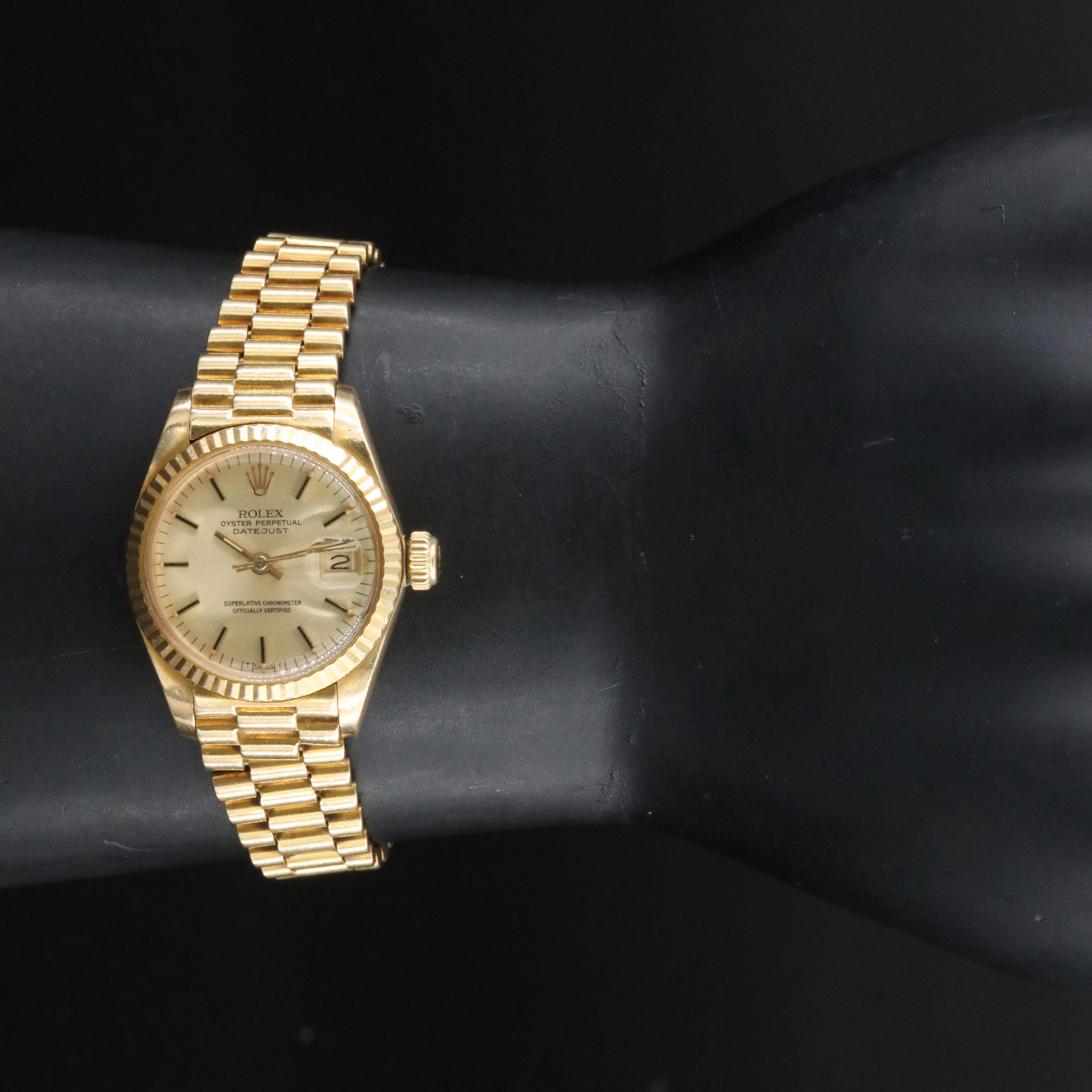 1977 Rolex 18K Lady Datejust President Band Watch