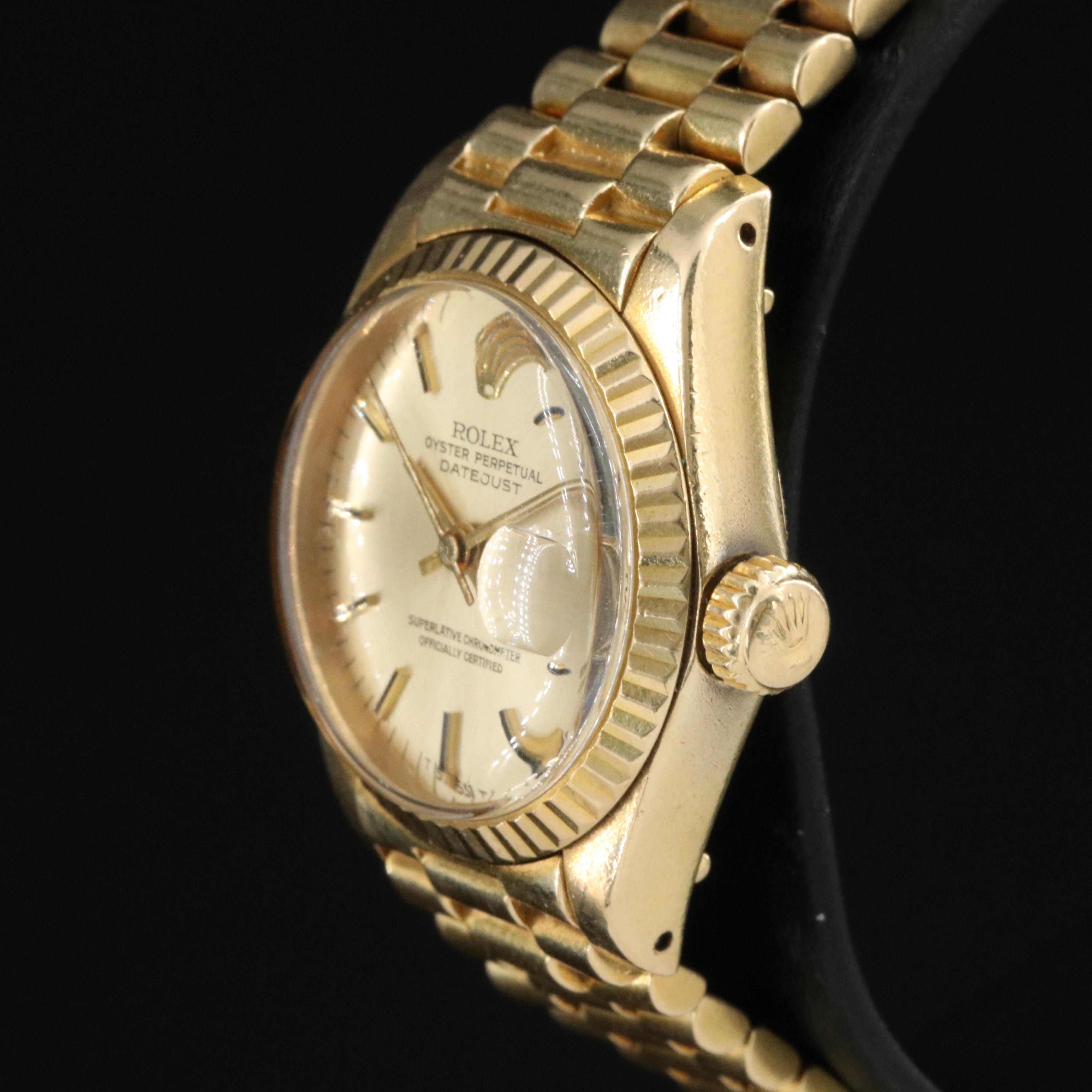 1977 Rolex 18K Lady Datejust President Band Watch