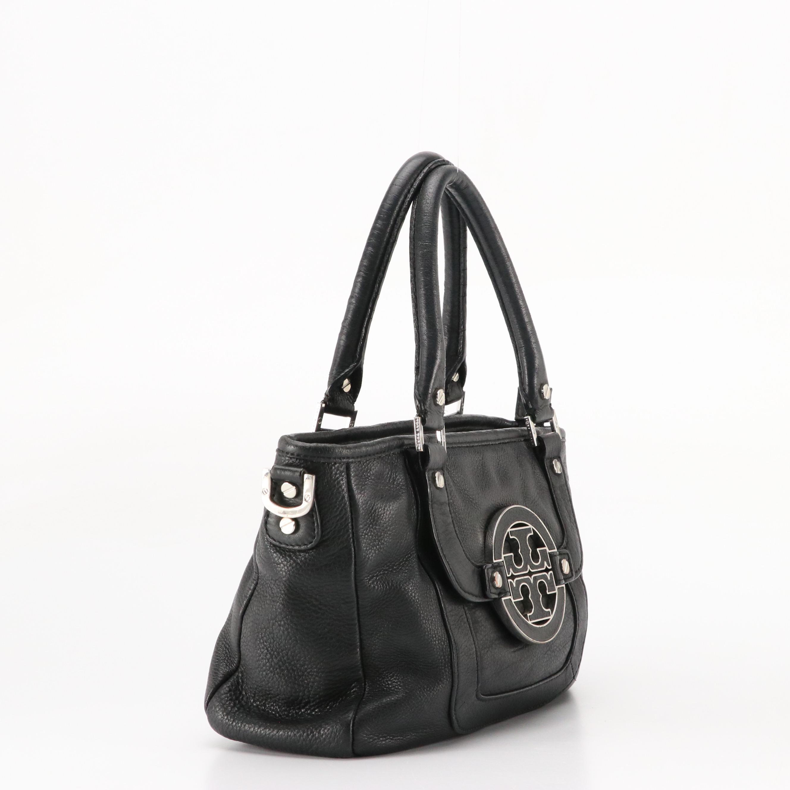 Tory Burch Mini Amanda Two-Way Satchel in Black Grained Leather