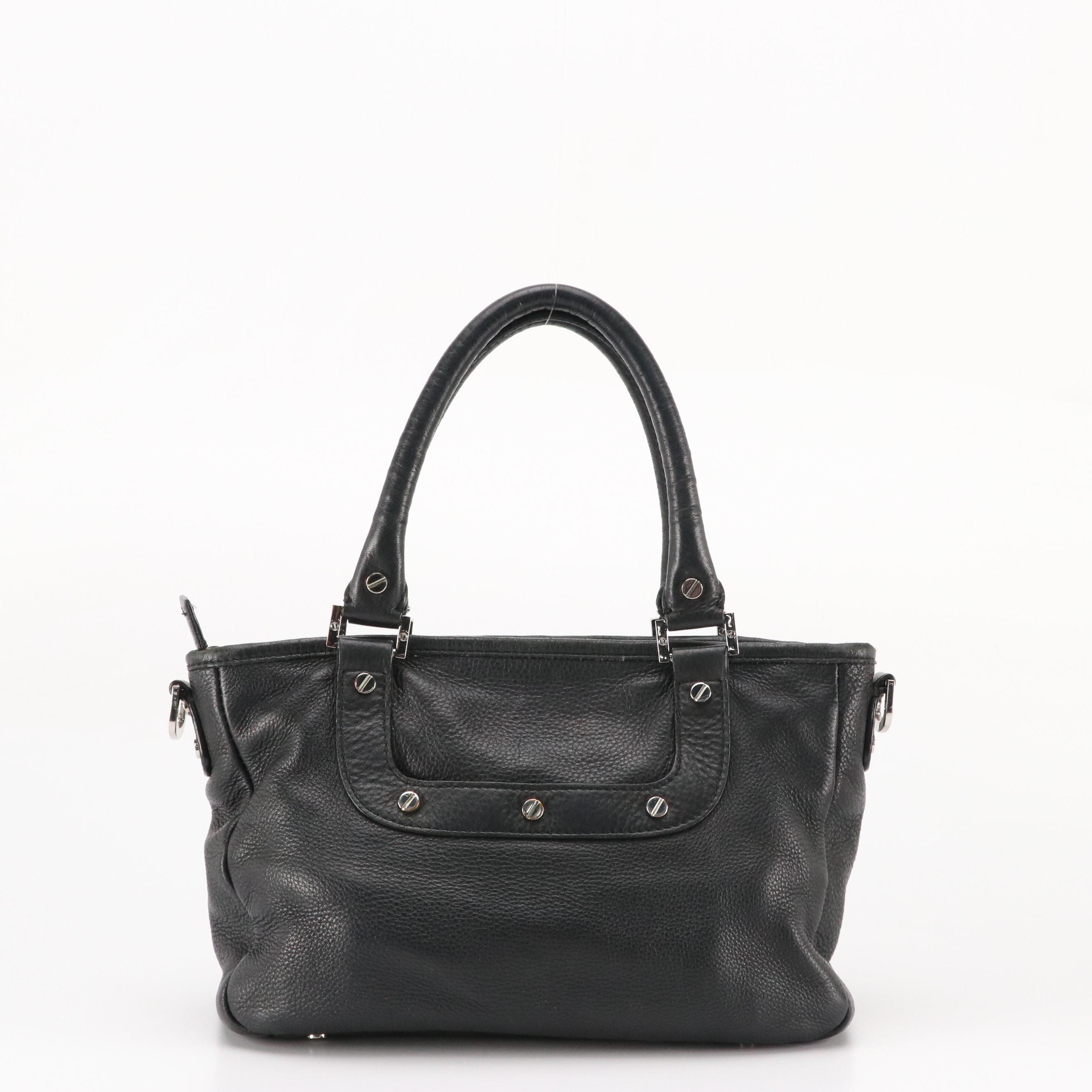 Tory Burch Mini Amanda Two-Way Satchel in Black Grained Leather