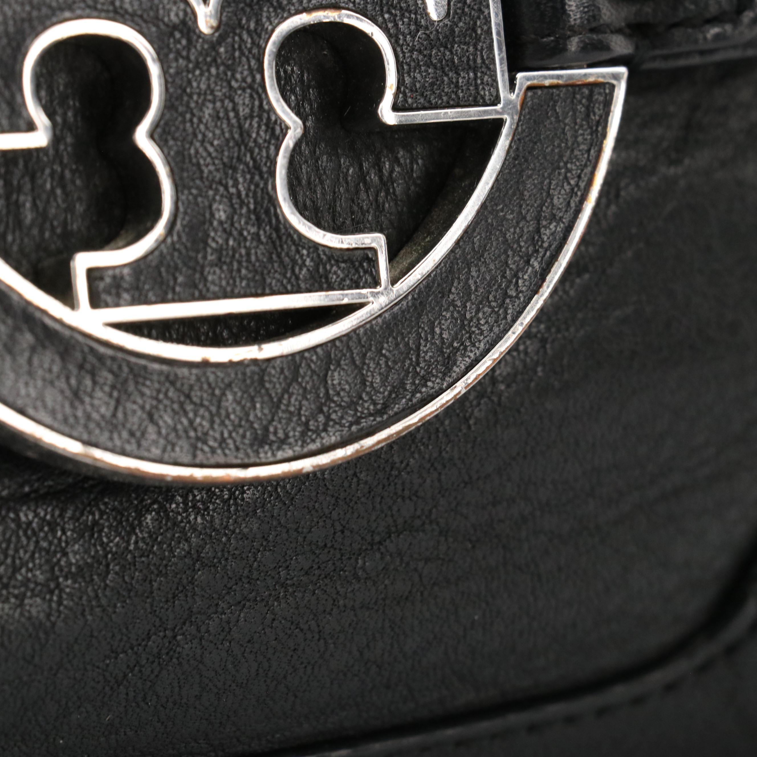 Tory Burch Mini Amanda Two-Way Satchel in Black Grained Leather