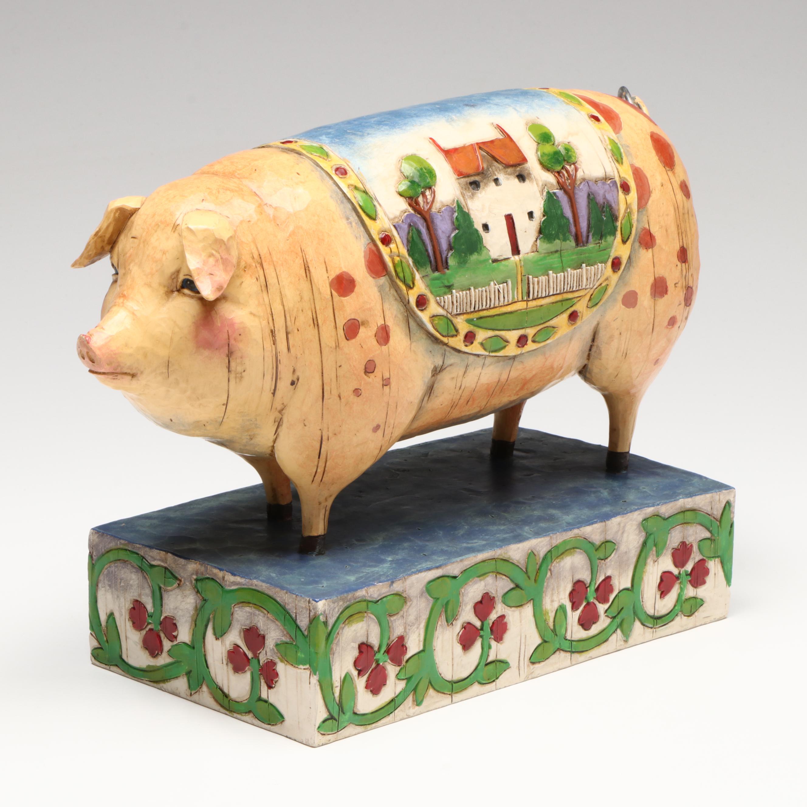 Jim Shore American Folk Art Style Pig Figurine