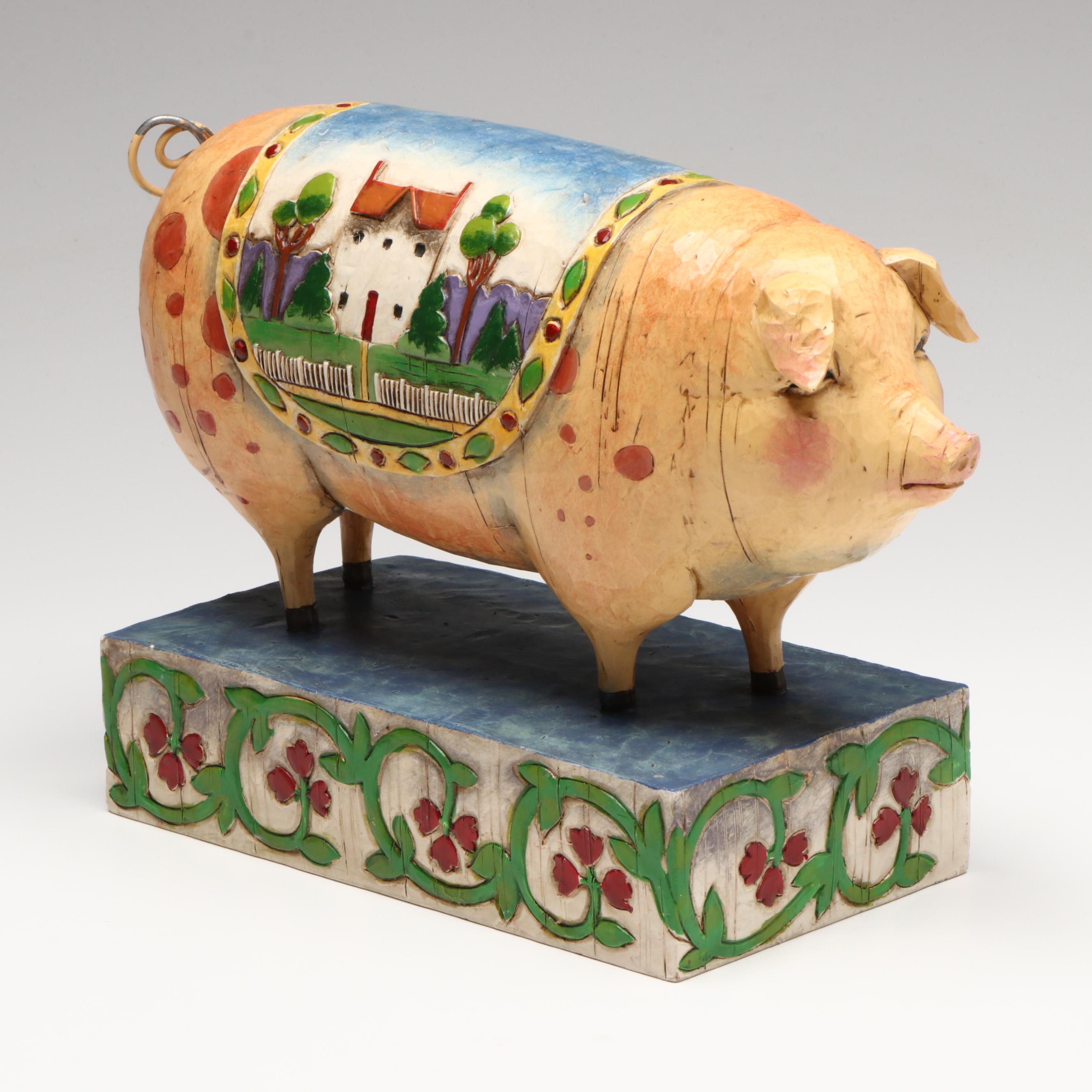 Jim Shore American Folk Art Style Pig Figurine