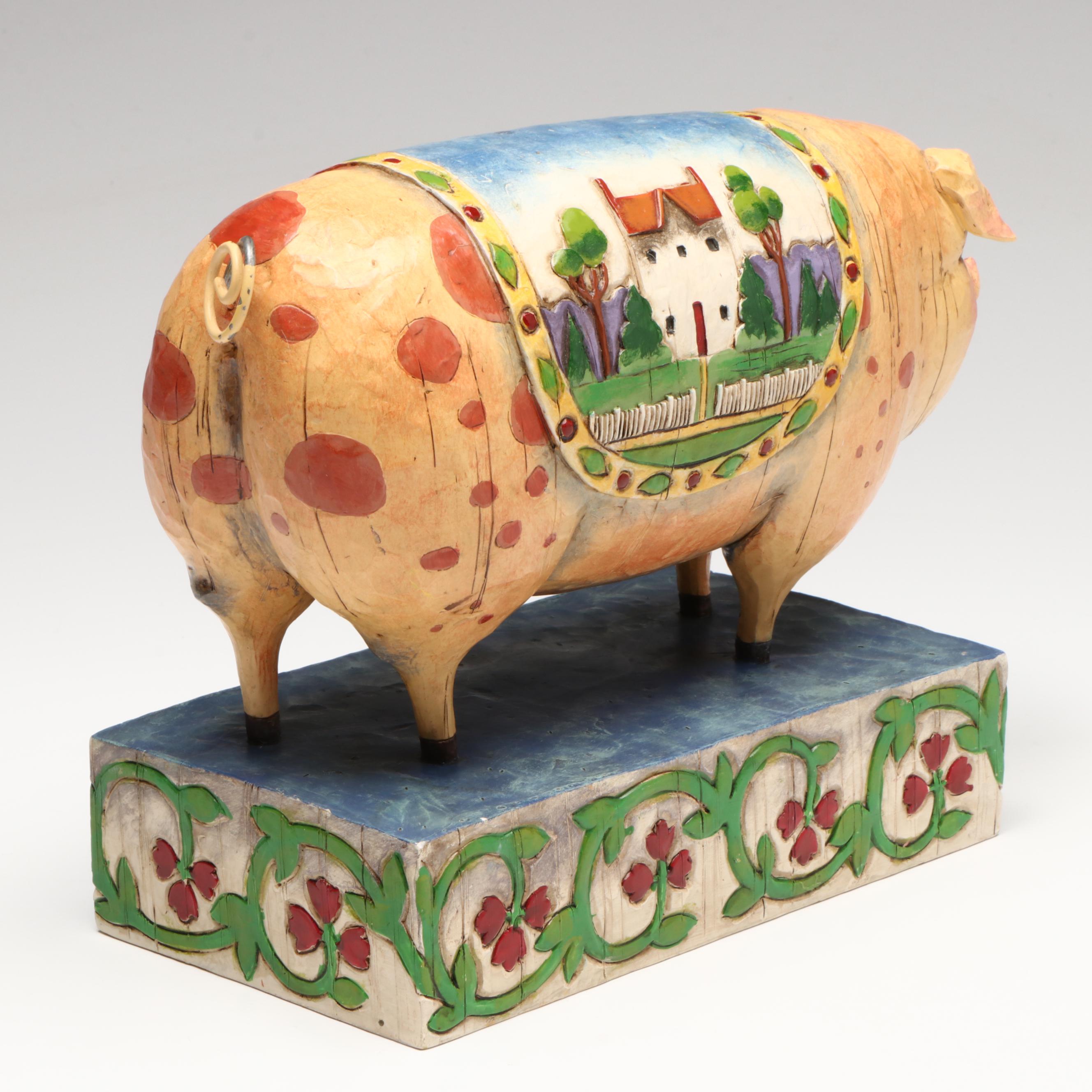 Jim Shore American Folk Art Style Pig Figurine