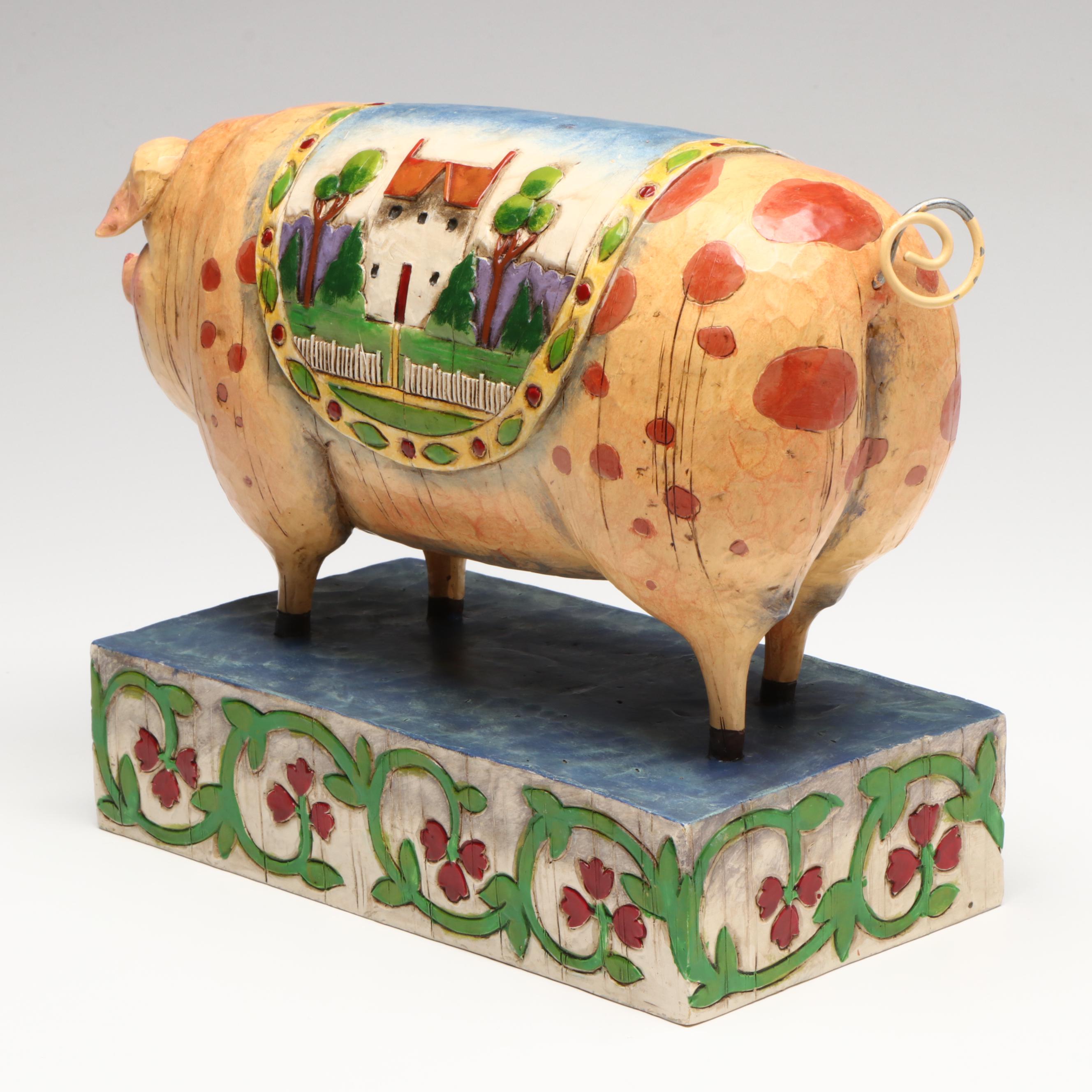 Jim Shore American Folk Art Style Pig Figurine