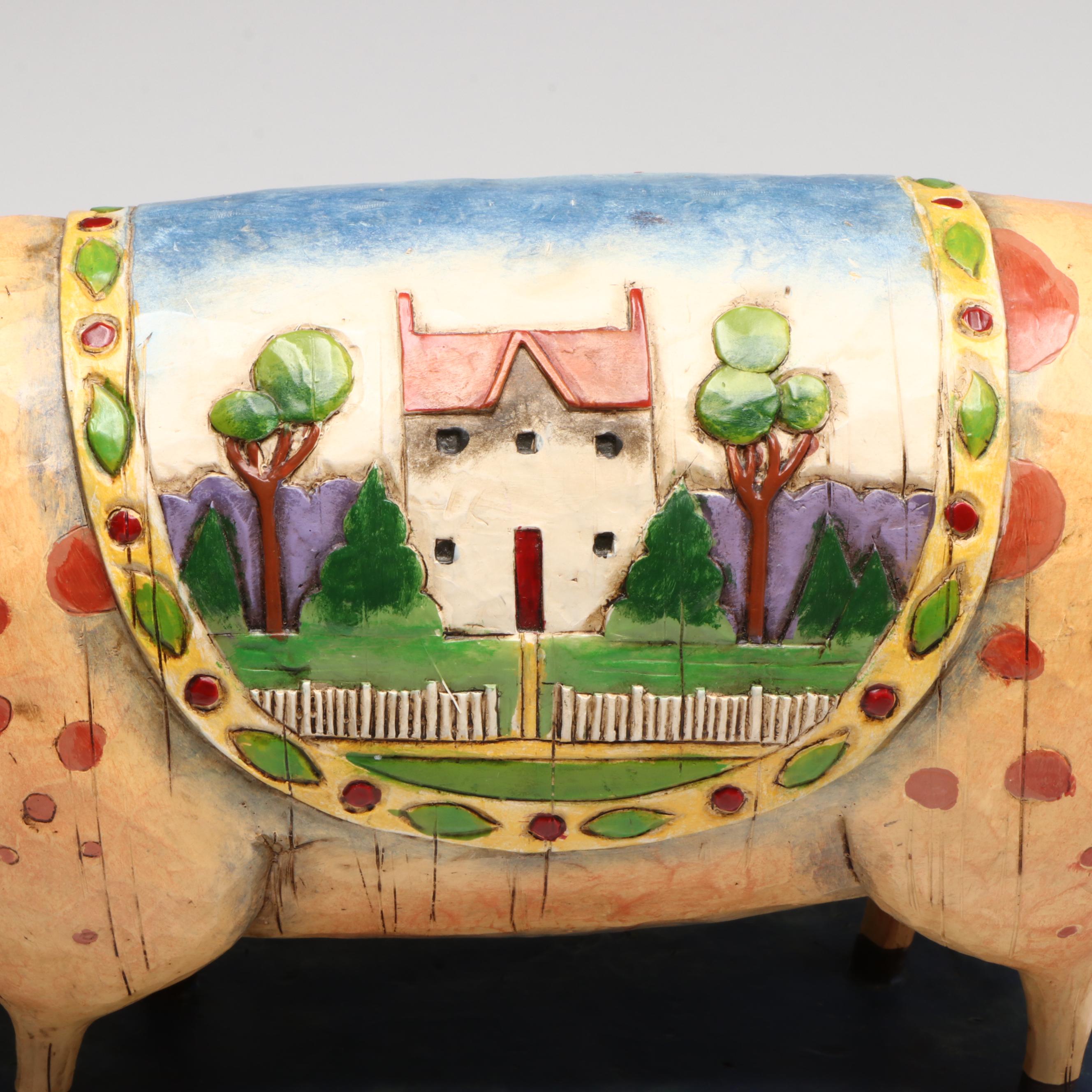 Jim Shore American Folk Art Style Pig Figurine