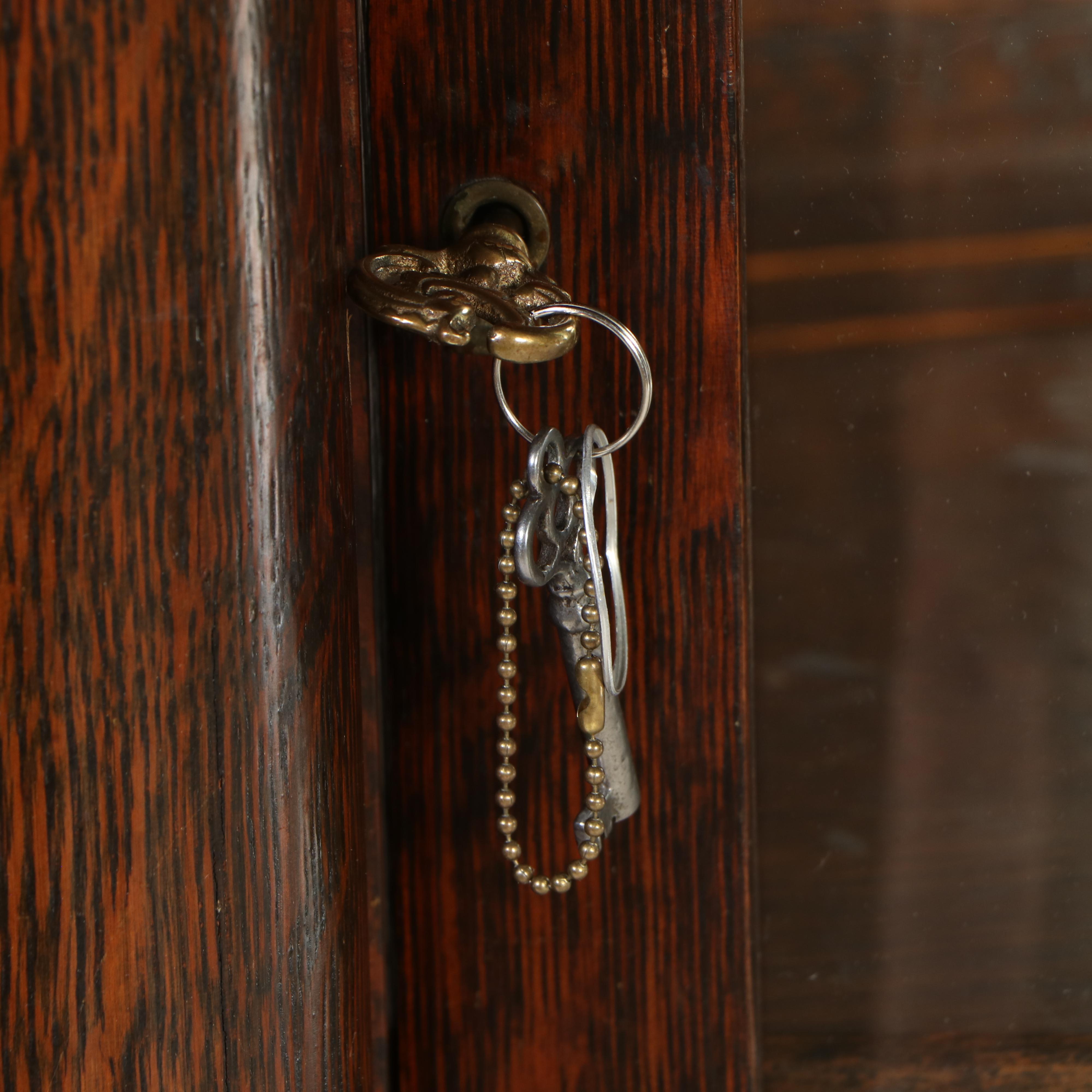 American Empire Oak Display Cabinet, Late 19th/ Early 20th Century