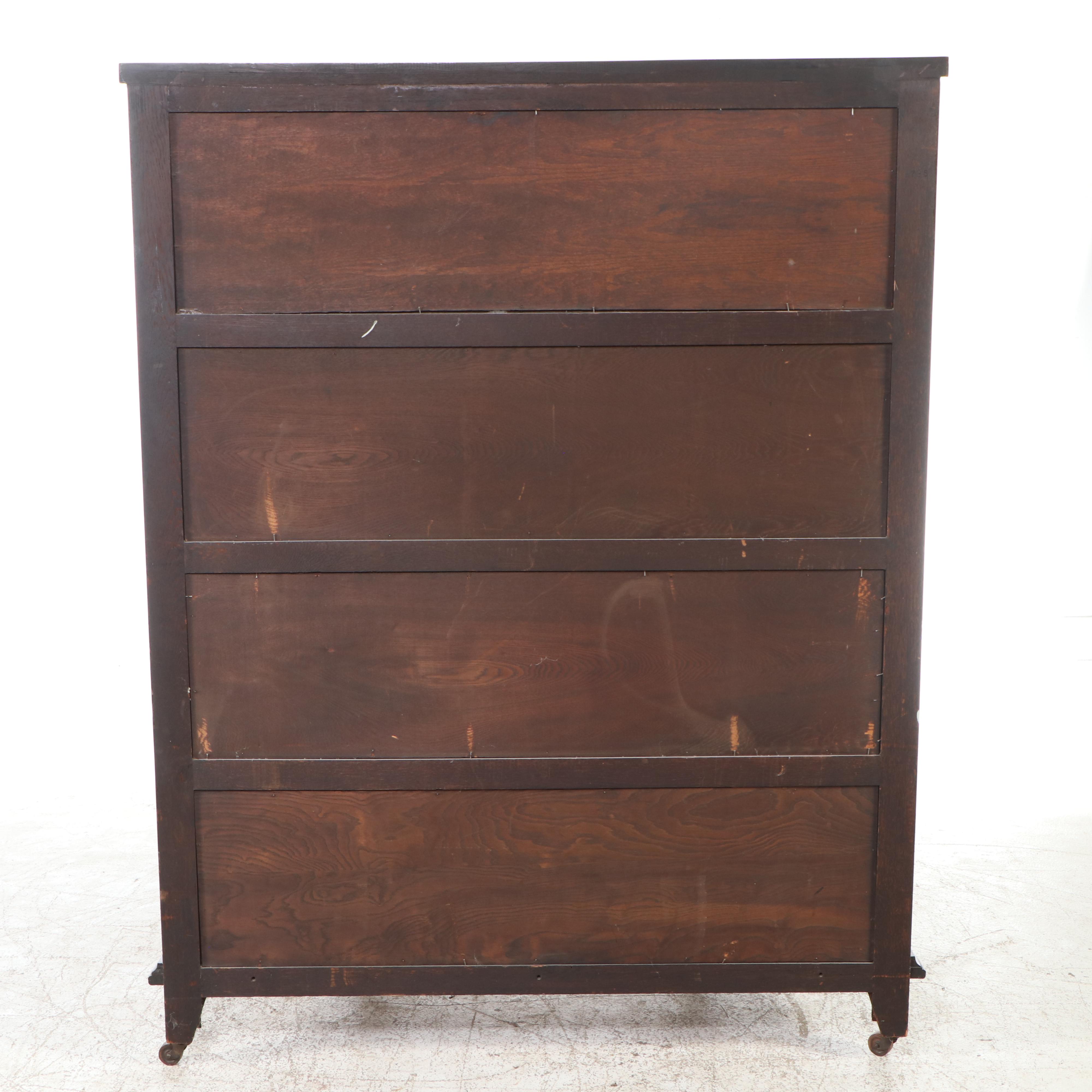 American Empire Oak Display Cabinet, Late 19th/ Early 20th Century