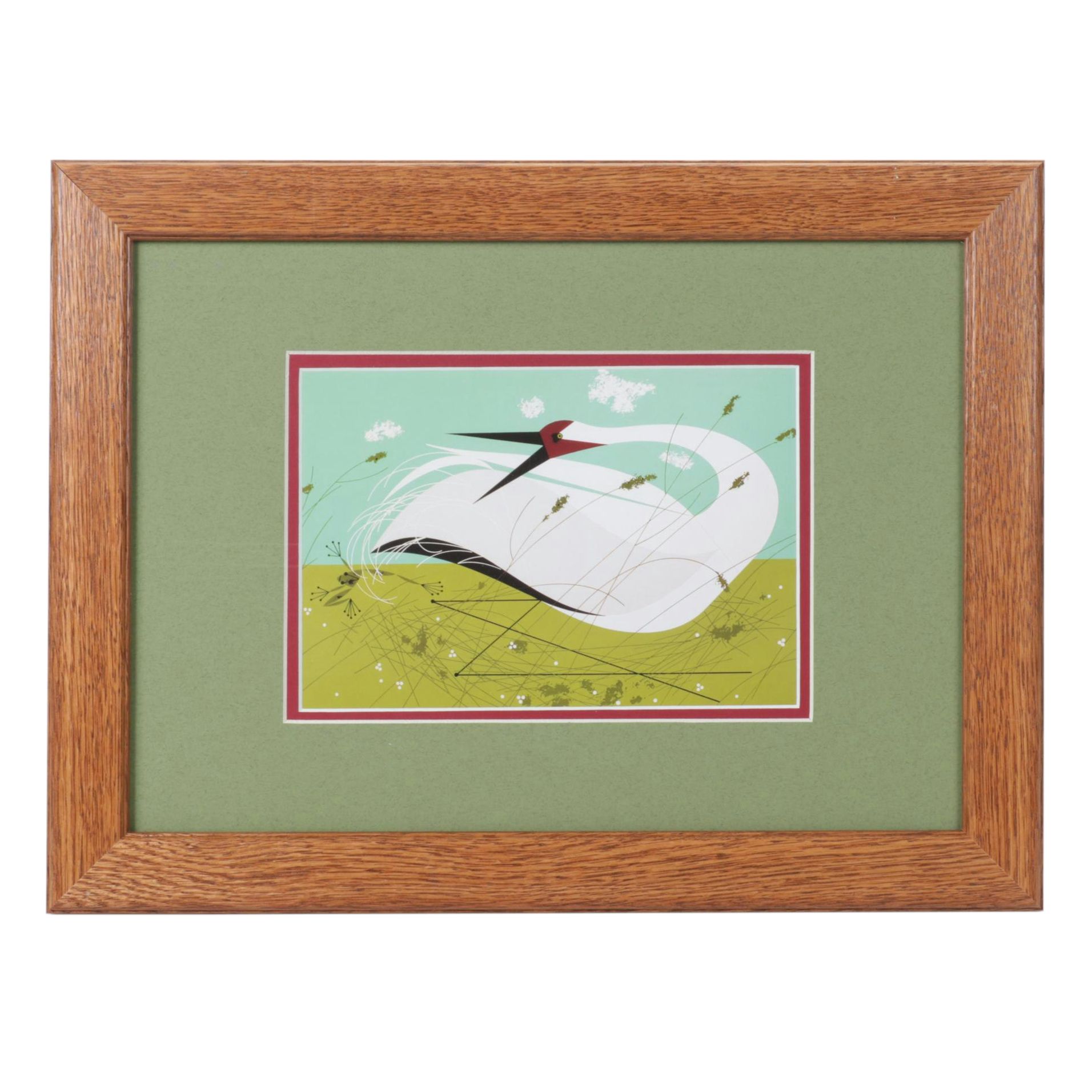 Charley Harper Offset Lithograph "Whooping Crane"
