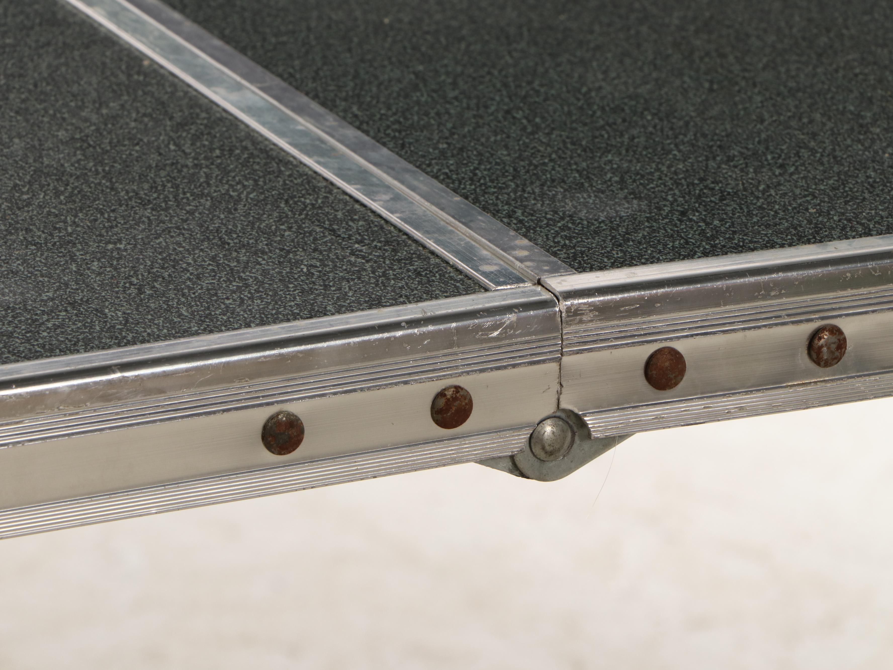 Coleman Aluminum Folding Table with Four Cosco Folding Chairs