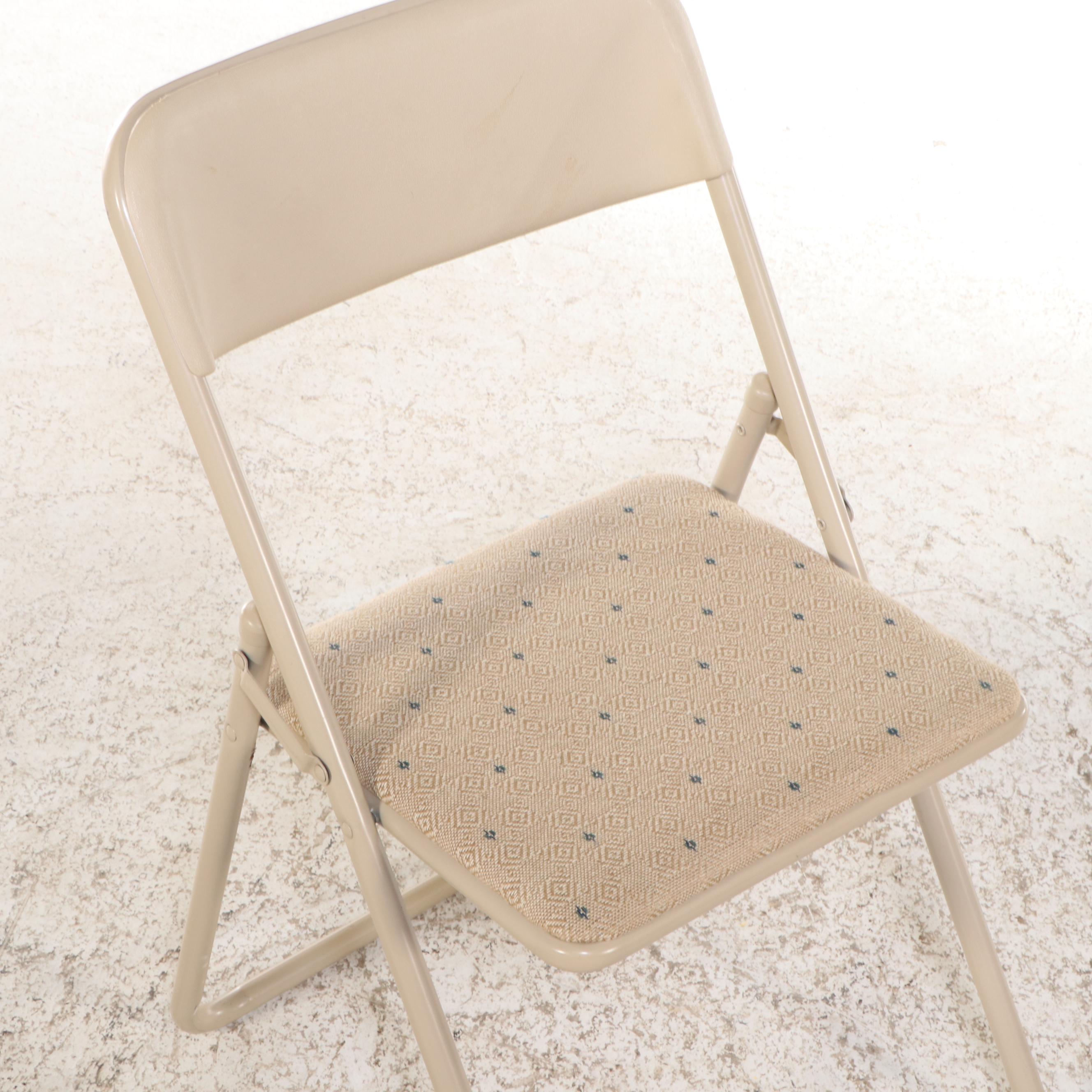 Coleman Aluminum Folding Table with Four Cosco Folding Chairs