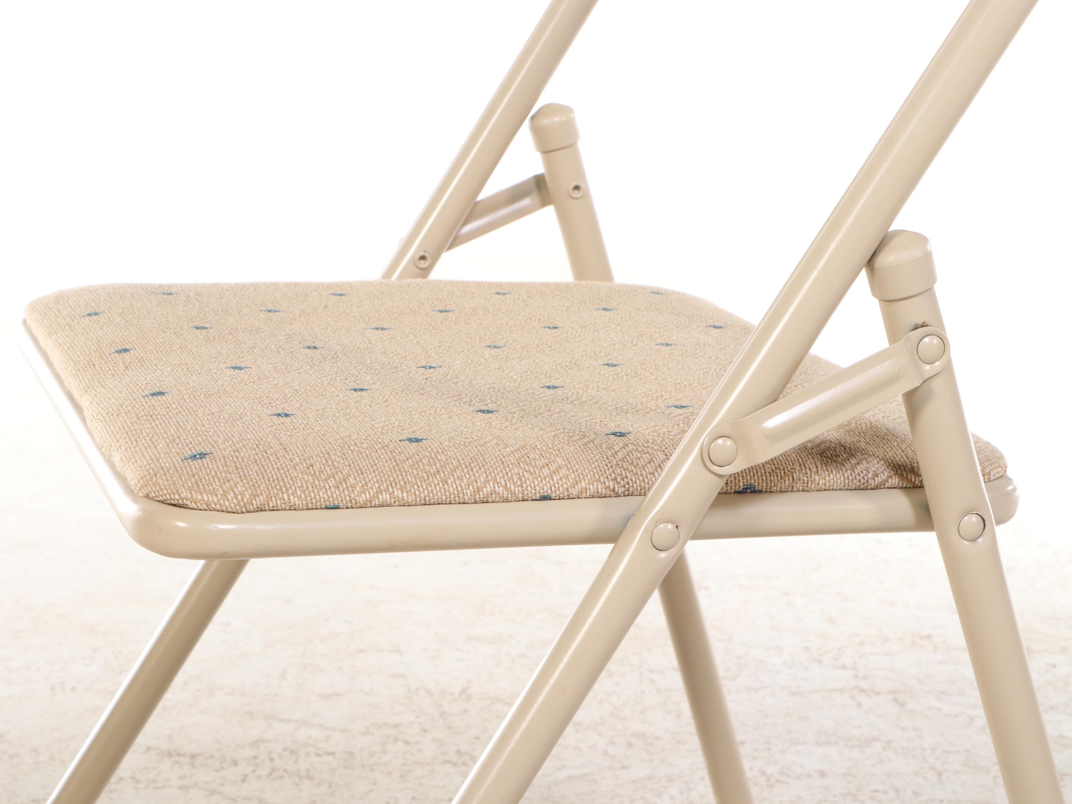 Coleman Aluminum Folding Table with Four Cosco Folding Chairs