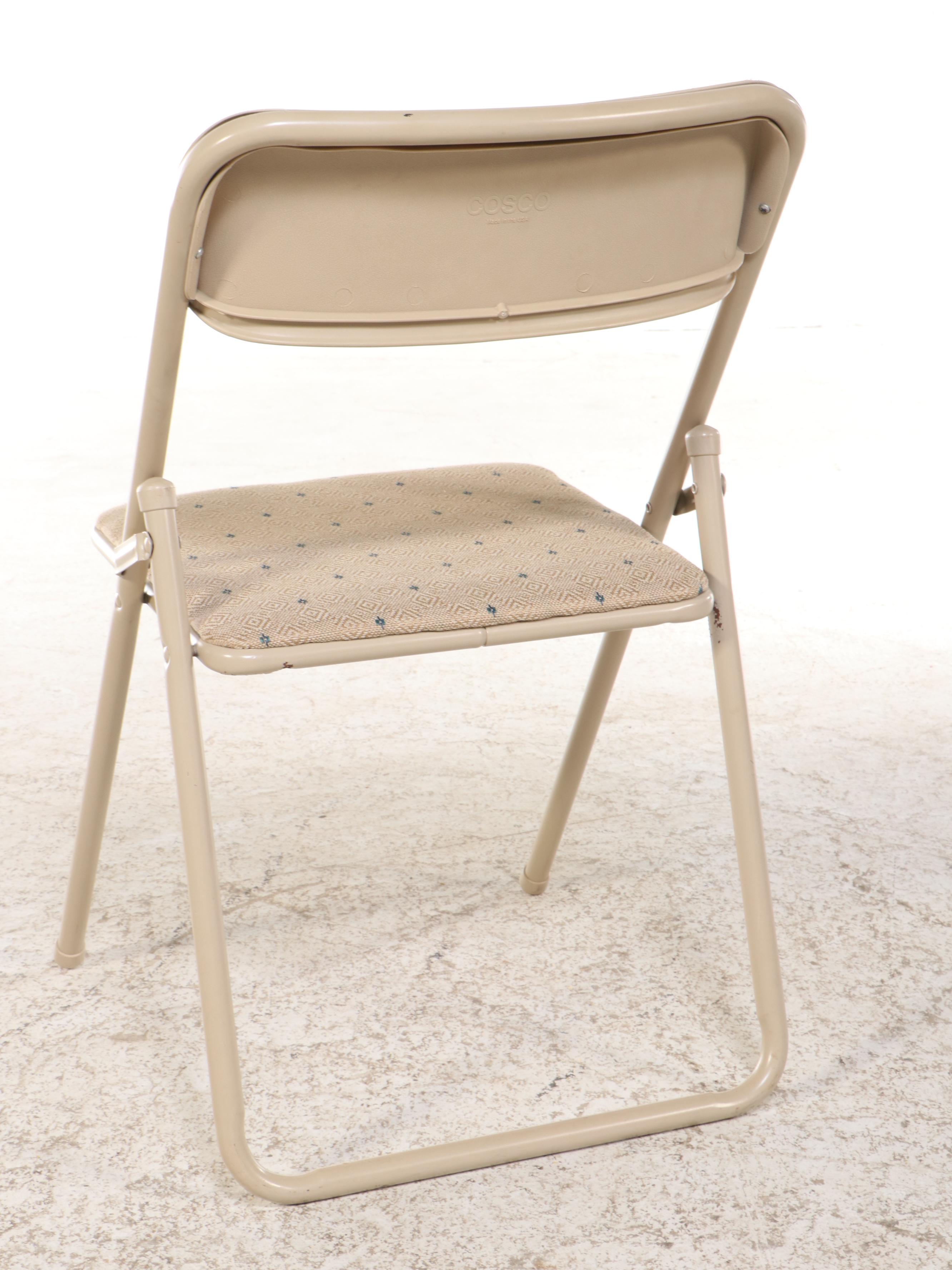 Coleman Aluminum Folding Table with Four Cosco Folding Chairs