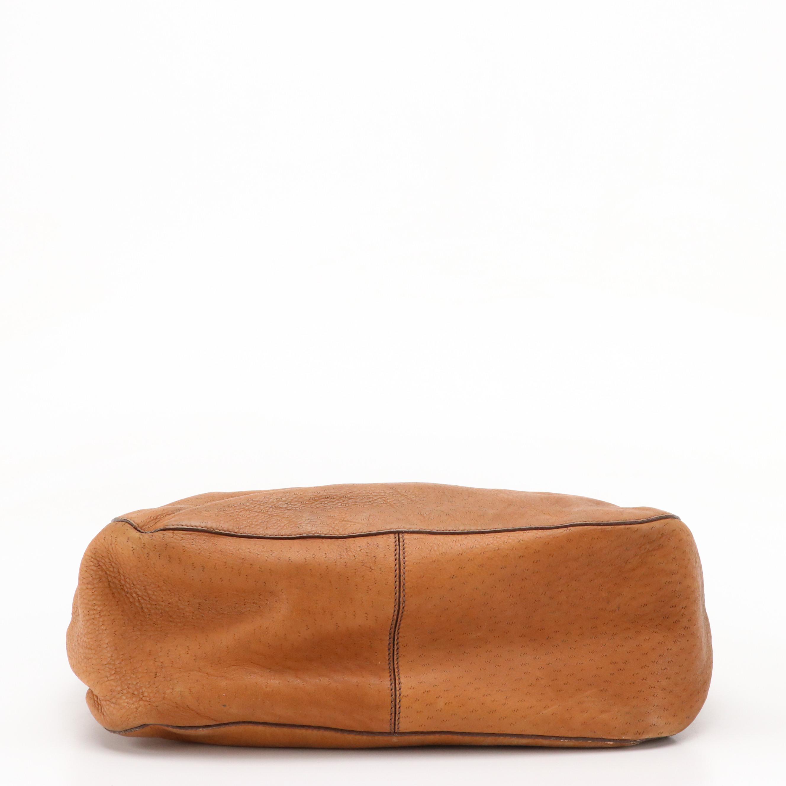 Prada Large Hobo Shoulder Bag in Brandy Brown Pigskin Leather