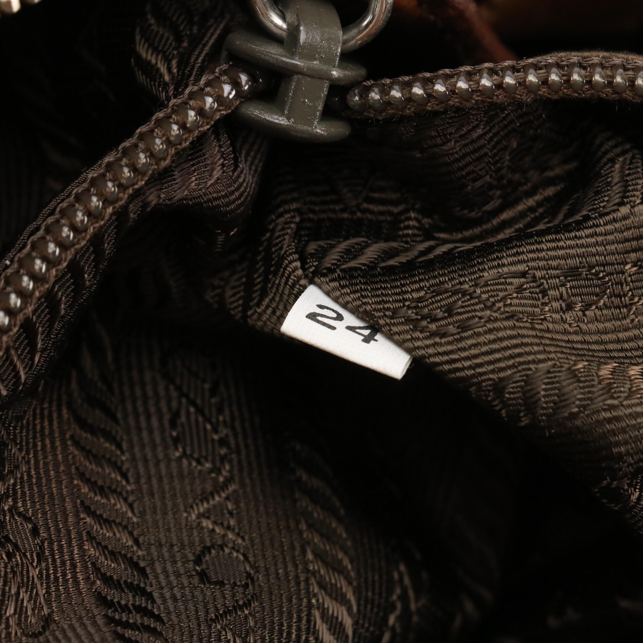 Prada Large Hobo Shoulder Bag in Brandy Brown Pigskin Leather