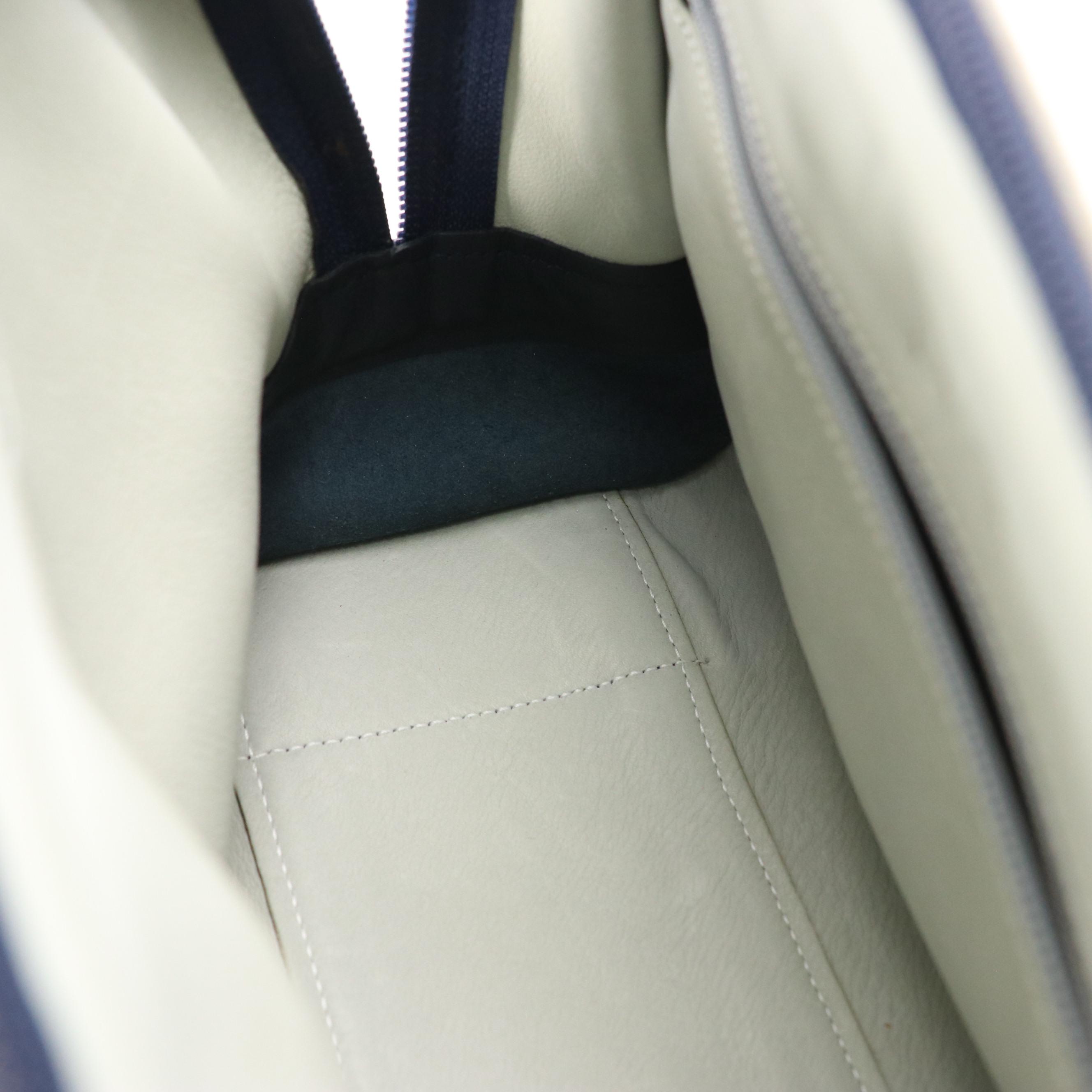 Loewe Amazona Anagram Boston Bag in Faded Blue Suede and Navy Leather