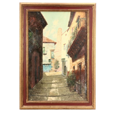 A. Zagora European Cityscape Oil Painting of Street Scene A. Zagora European Cityscape Oil Painting of Street Scene
