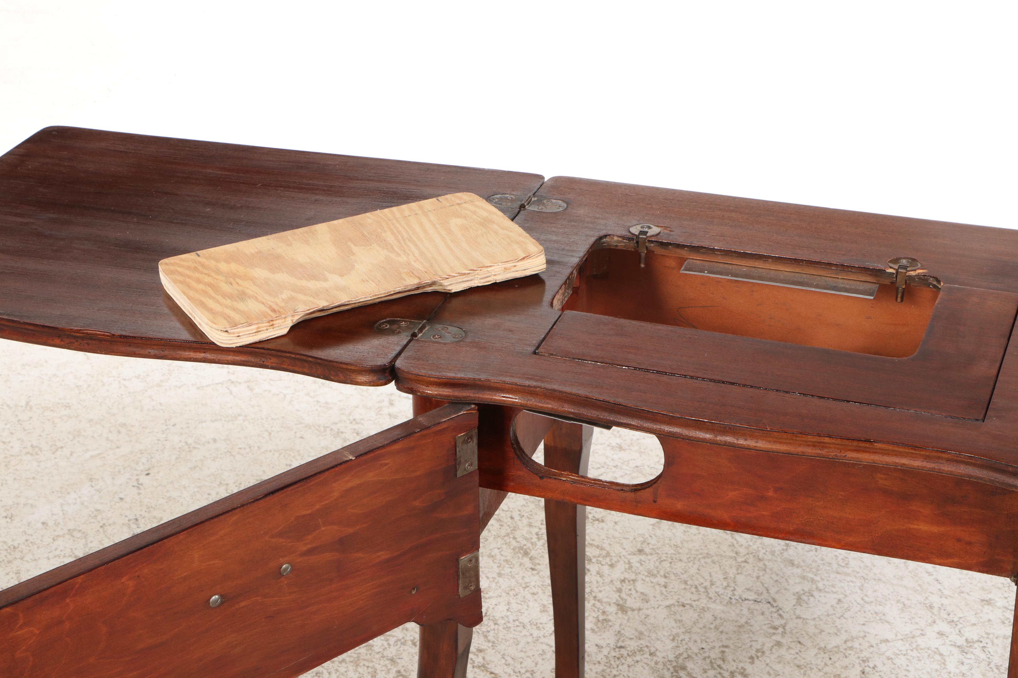 1945 Singer 221 Featherweight Sewing Machine, Mahogany Sewing Table & Notions