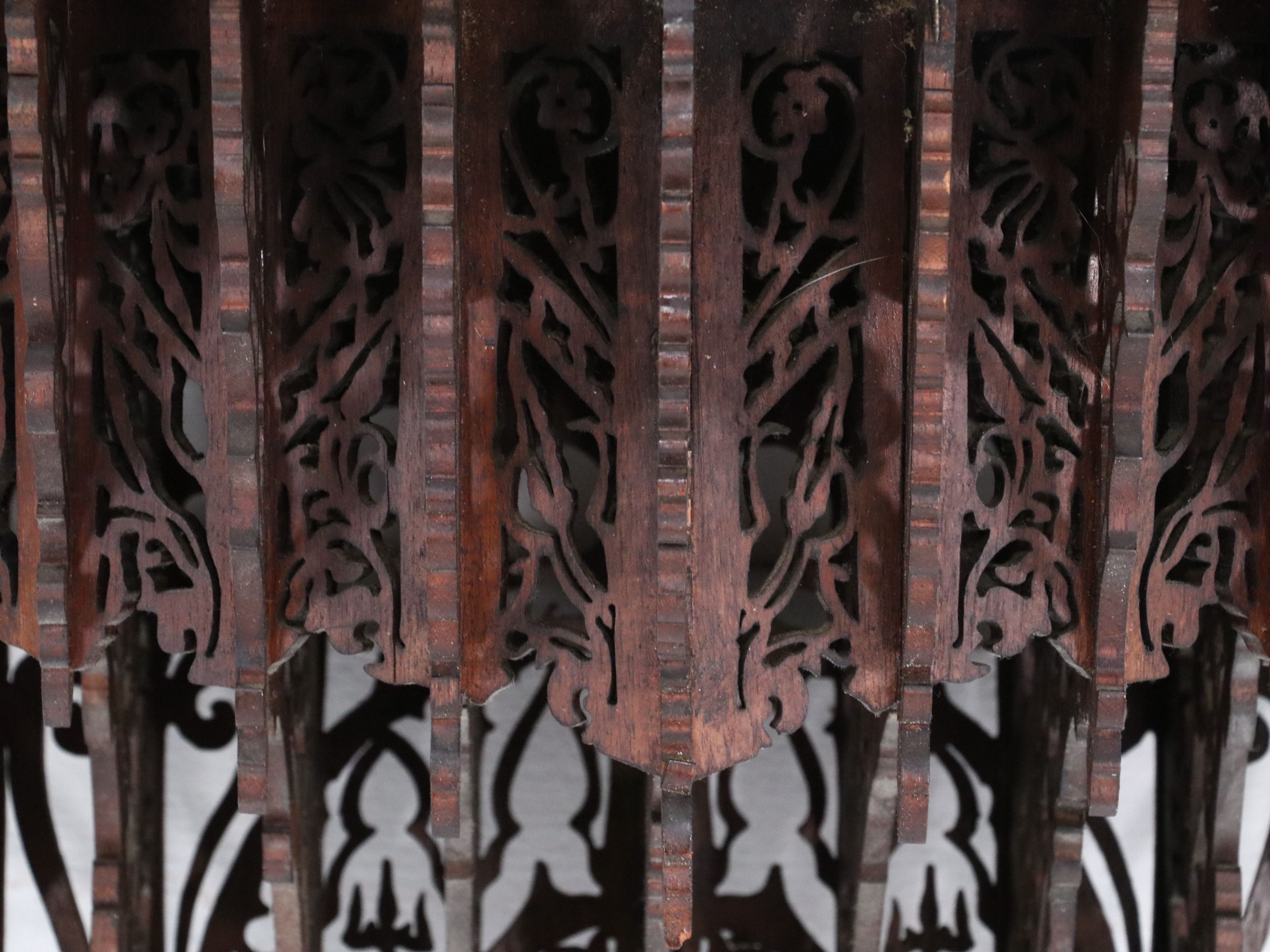American Folk Art Fretwork Gothic Cathedral Clock with Wall Shelf, Early 20th C.