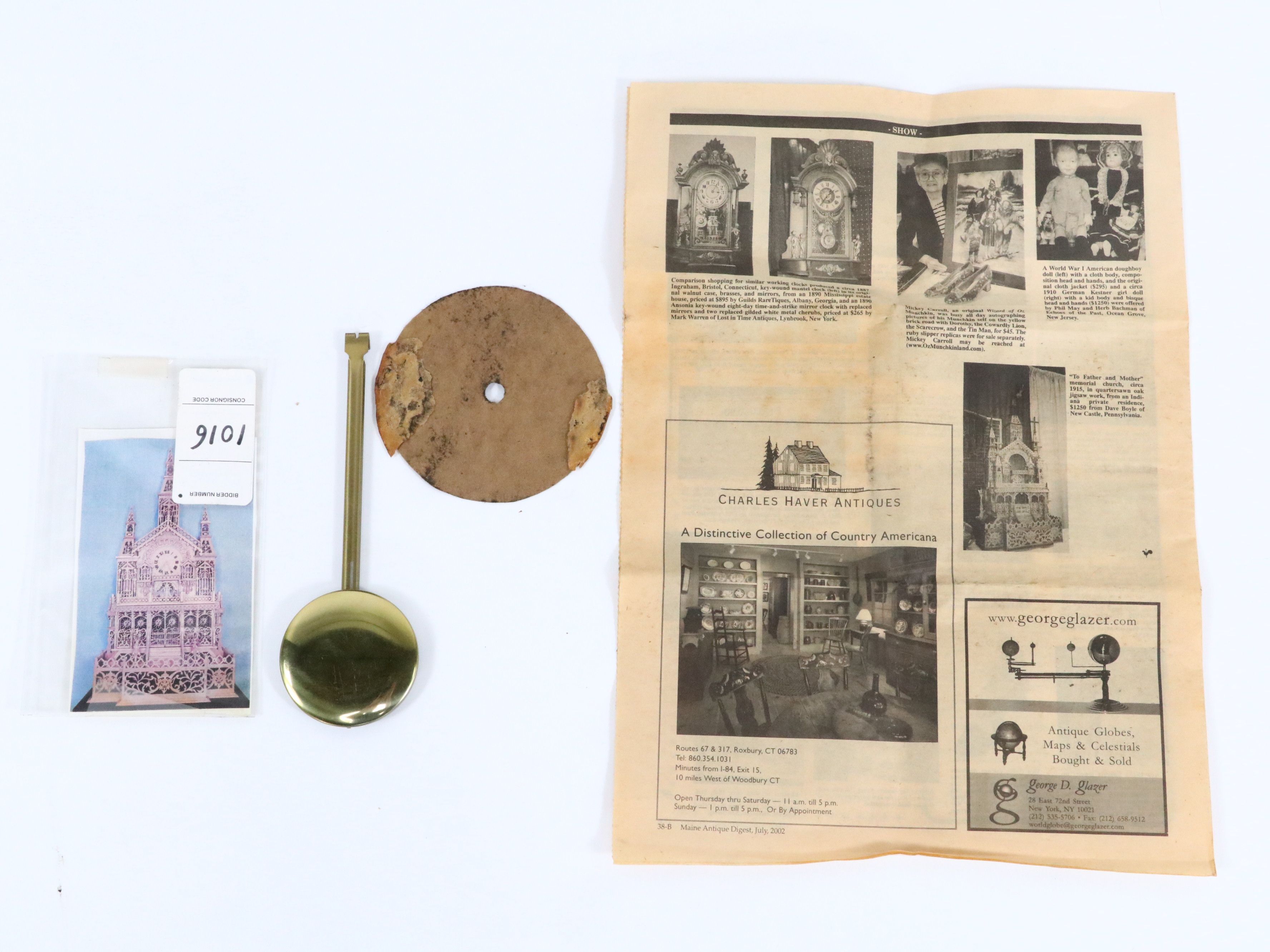 American Folk Art Fretwork Gothic Cathedral Clock with Wall Shelf, Early 20th C.