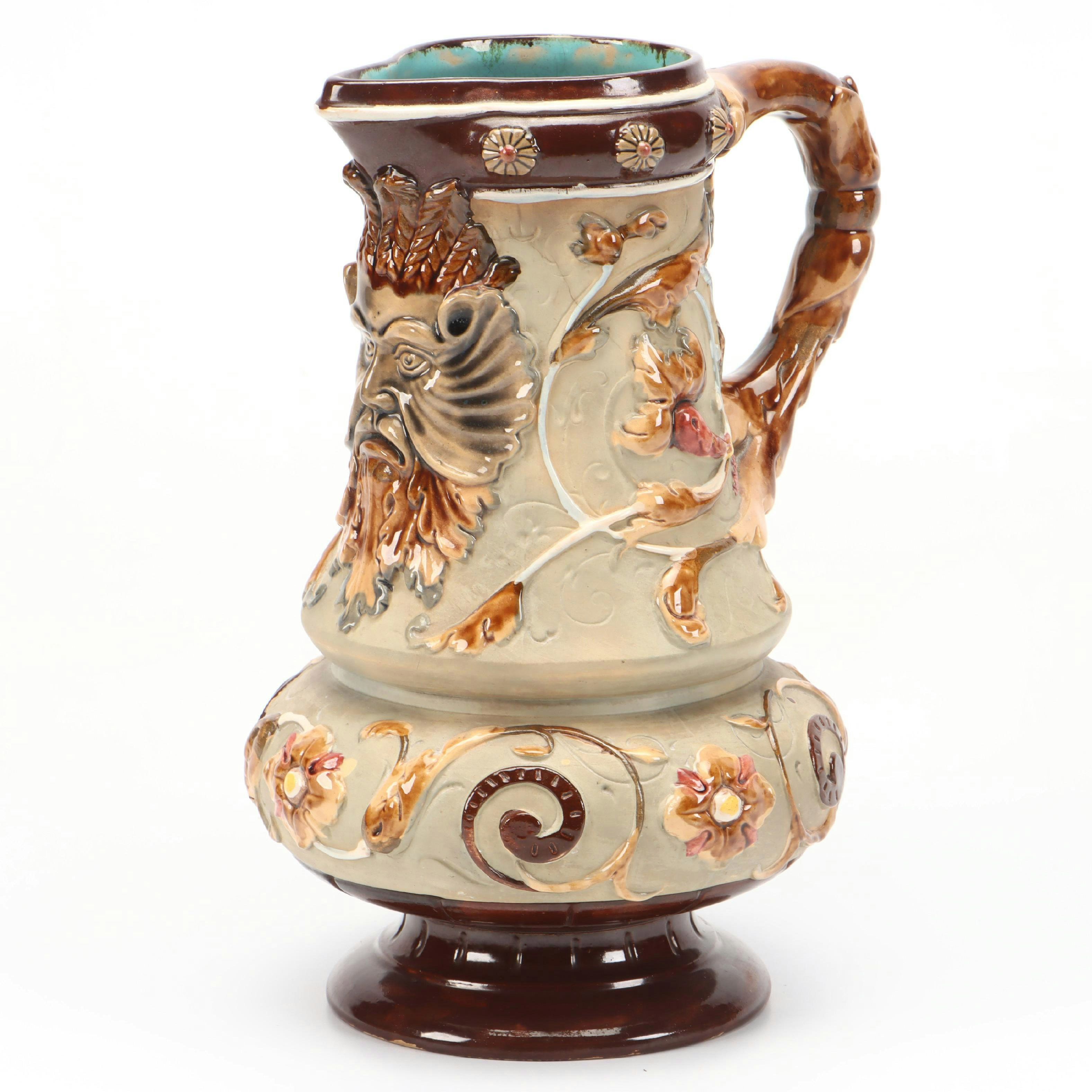 Wilhelm Schiller & Son Gothic Majolica Vase, Late 19th/Early 20th Century
