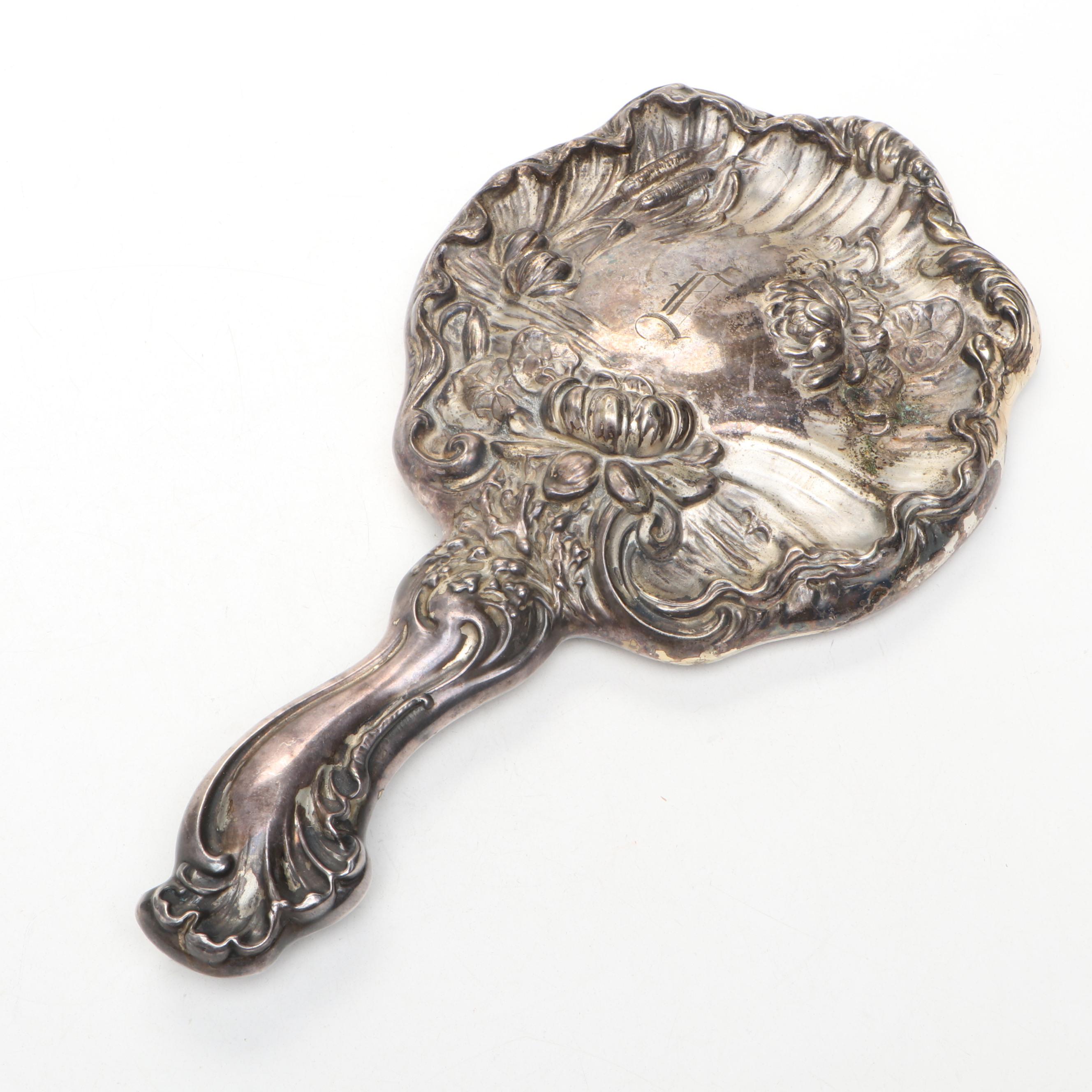 Hope Silver Co. Plated Hand Mirror with Brainard & Wilson Jewelry Casket