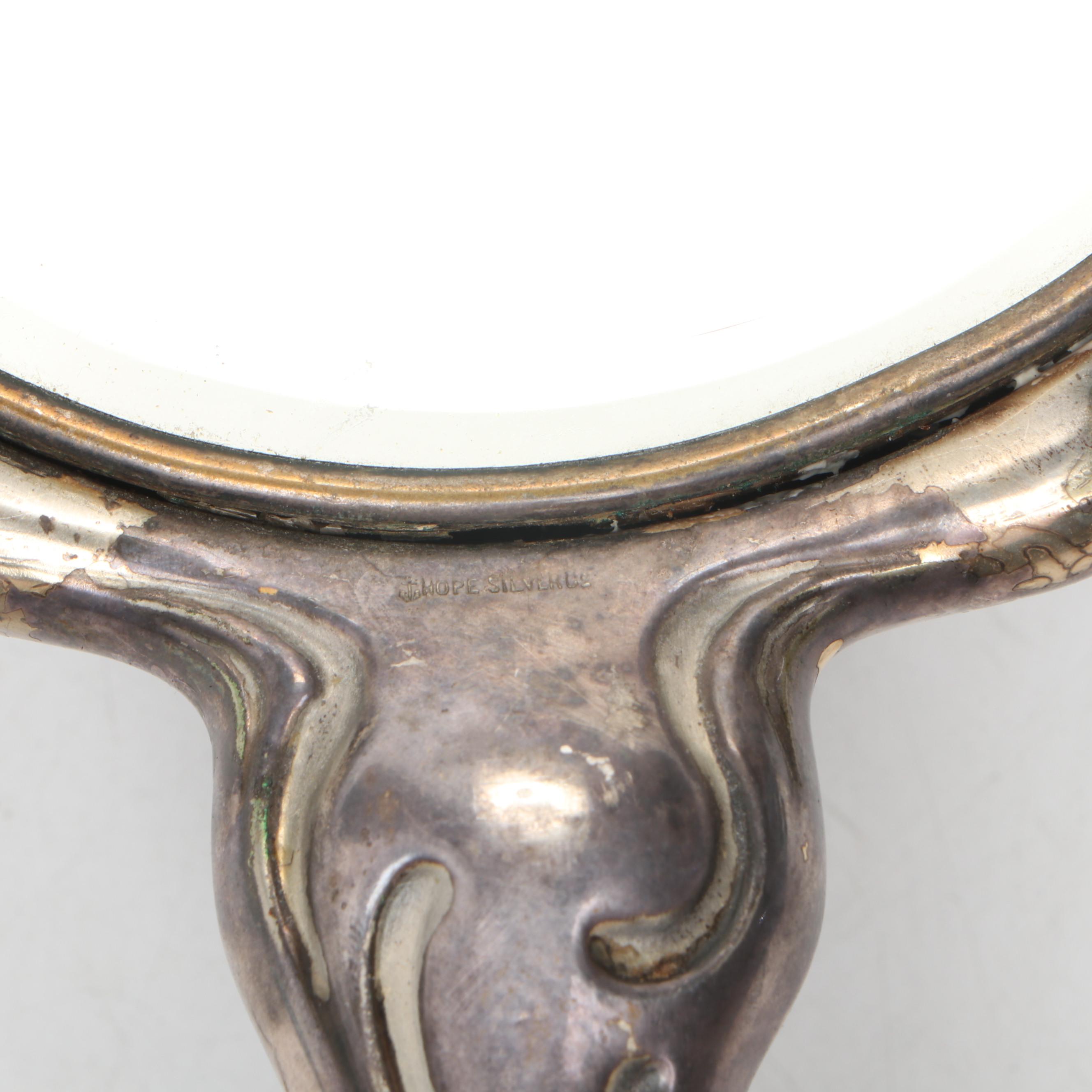 Hope Silver Co. Plated Hand Mirror with Brainard & Wilson Jewelry Casket