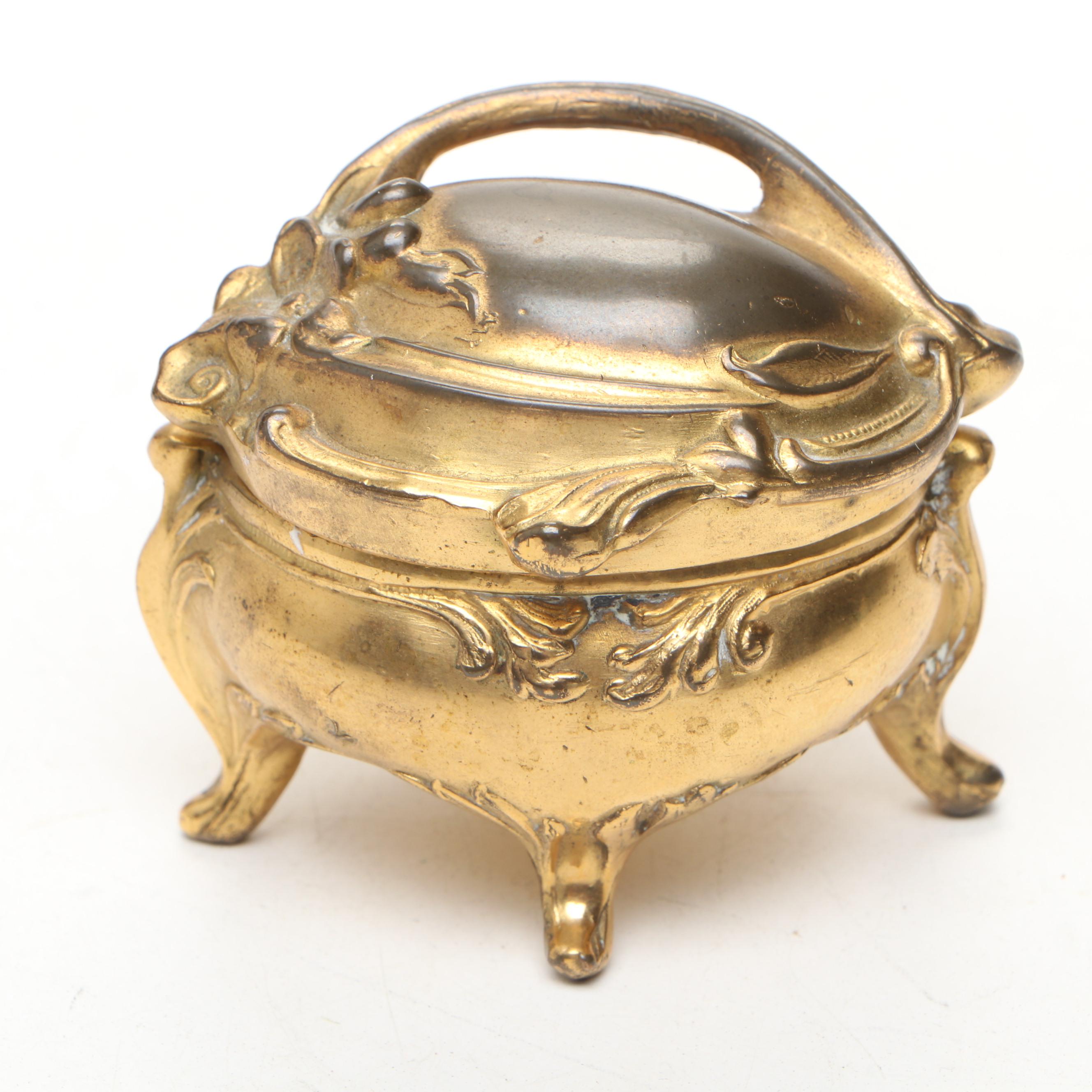 Hope Silver Co. Plated Hand Mirror with Brainard & Wilson Jewelry Casket