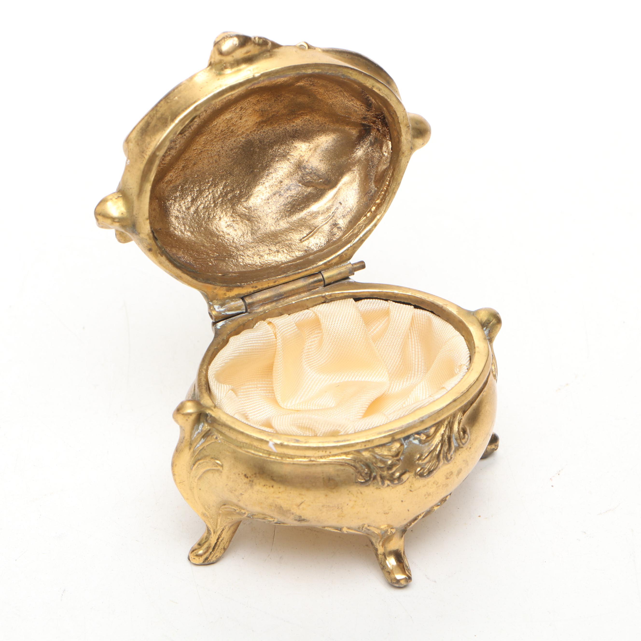 Hope Silver Co. Plated Hand Mirror with Brainard & Wilson Jewelry Casket