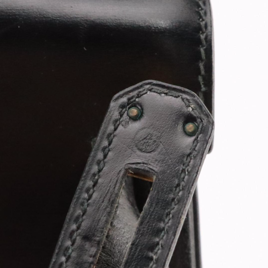 Hermès Kelly Retourne 32 Handbag in Black Box Calf Leather, 1980s