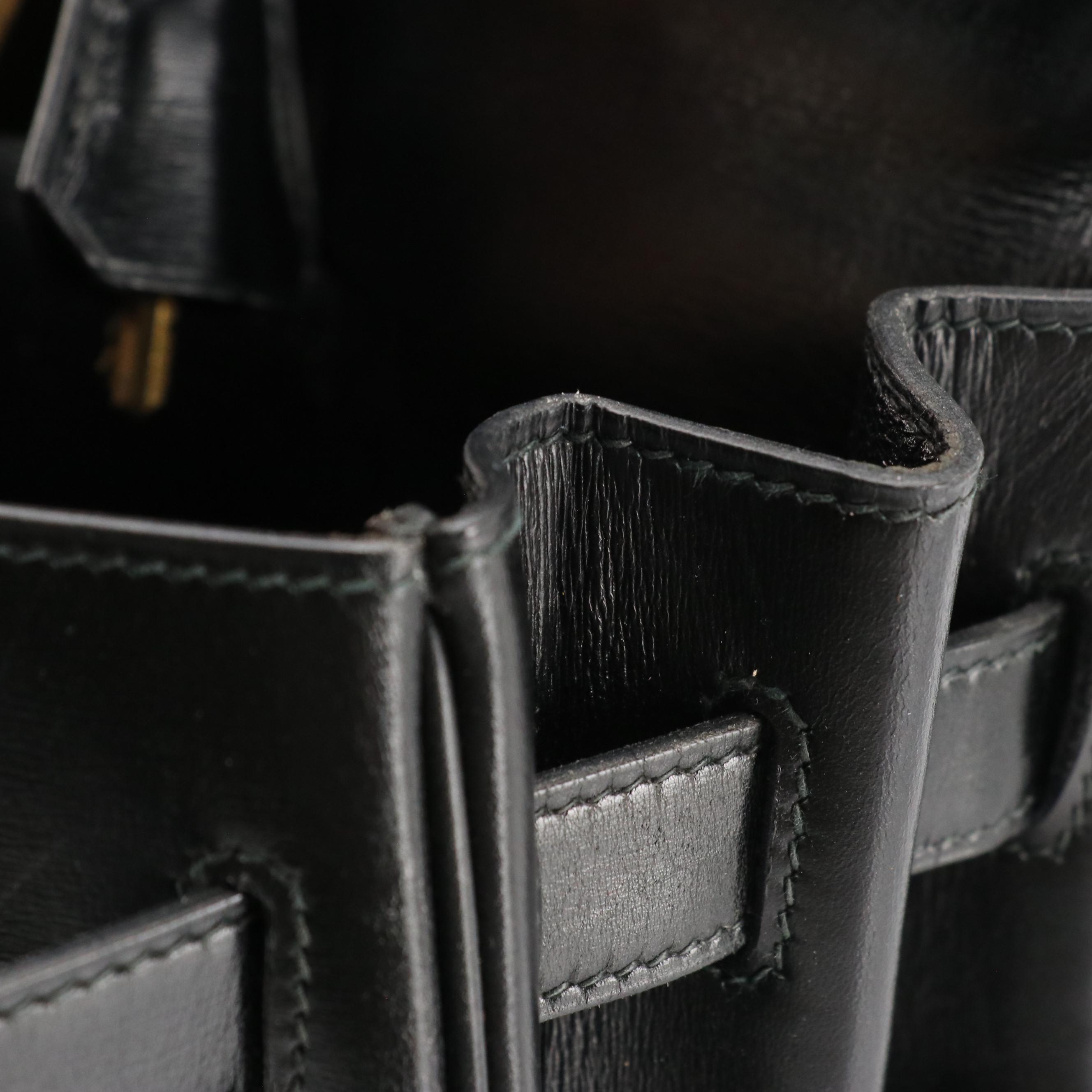 Hermès Kelly Retourne 32 Handbag in Black Box Calf Leather, 1980s