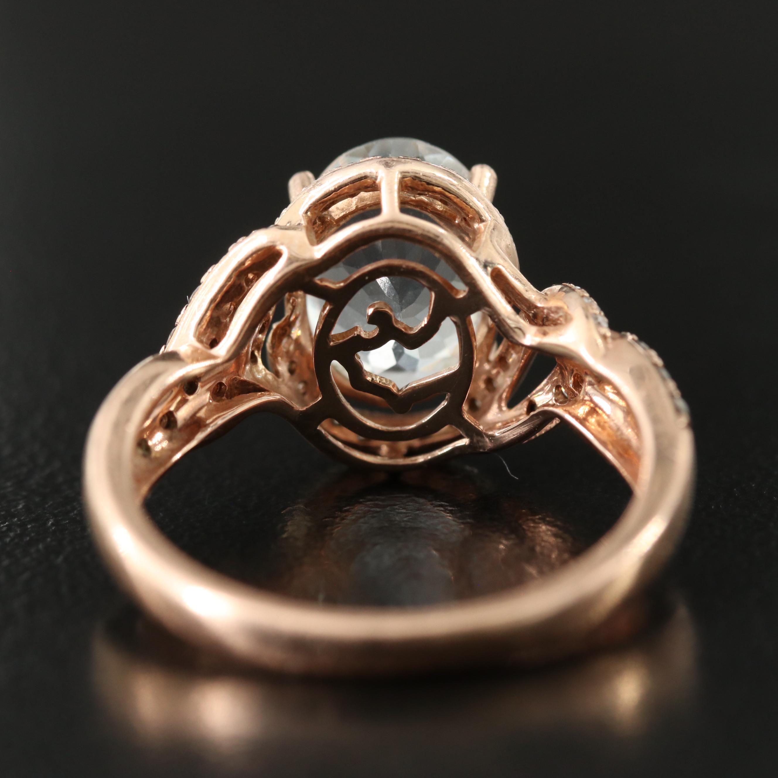 EFFY 14K Rose Gold Aquamarine and Diamond Ring with Fancy Color Diamonds