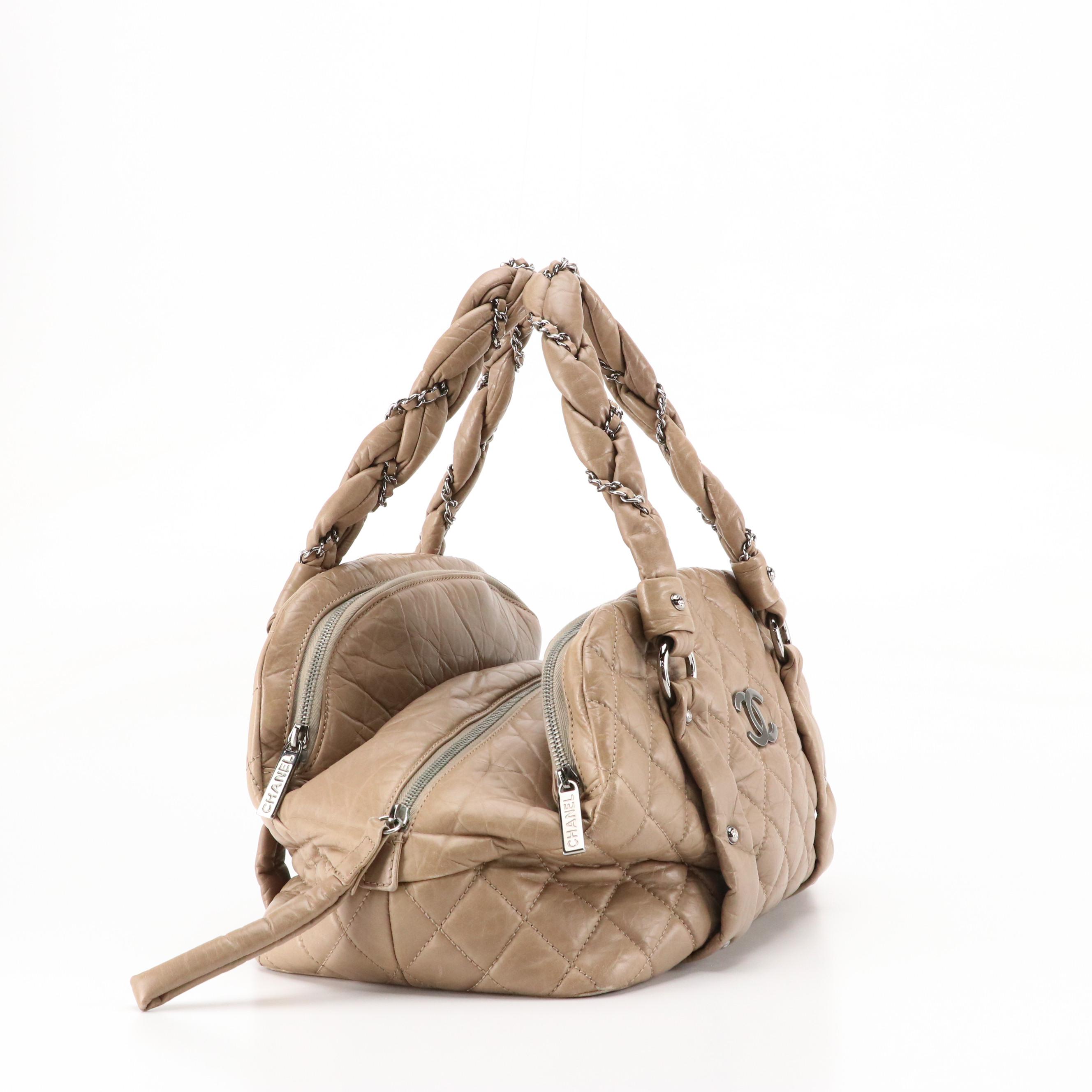 Chanel Lady Braid Bowler Bag in Brown Quilted Lambskin Leather