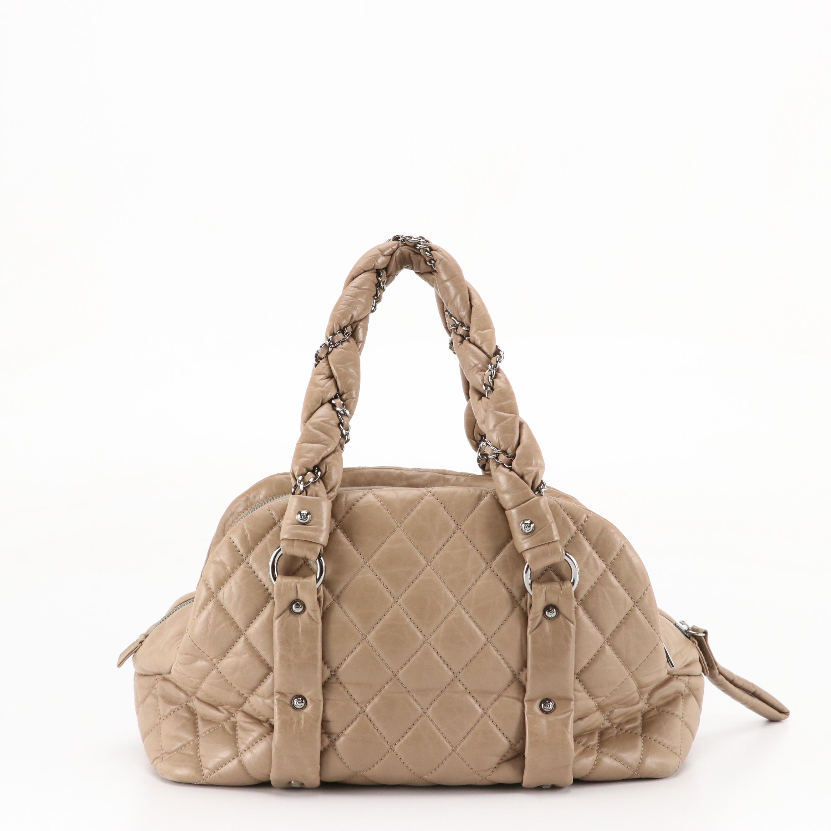 Chanel Lady Braid Bowler Bag in Brown Quilted Lambskin Leather