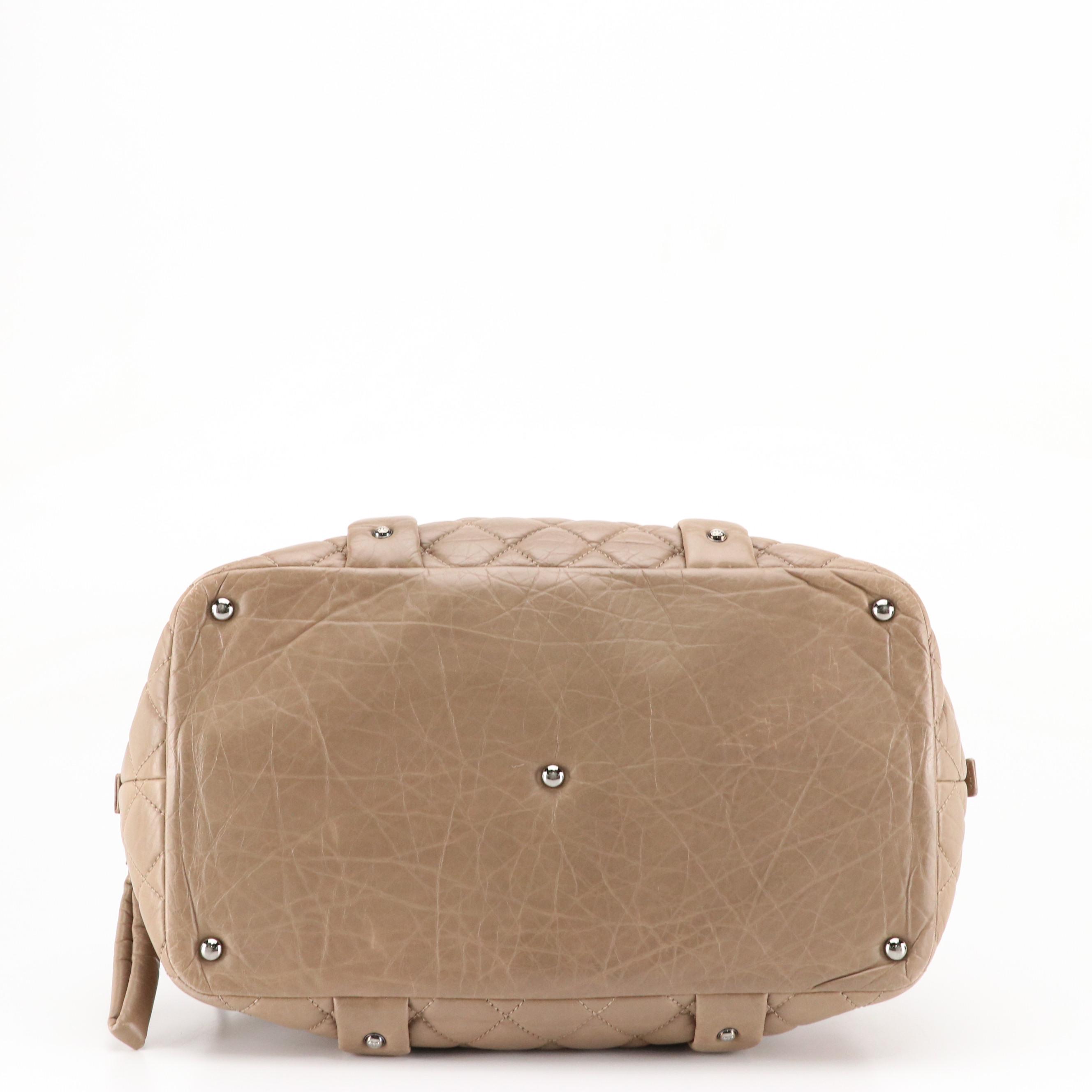 Chanel Lady Braid Bowler Bag in Brown Quilted Lambskin Leather