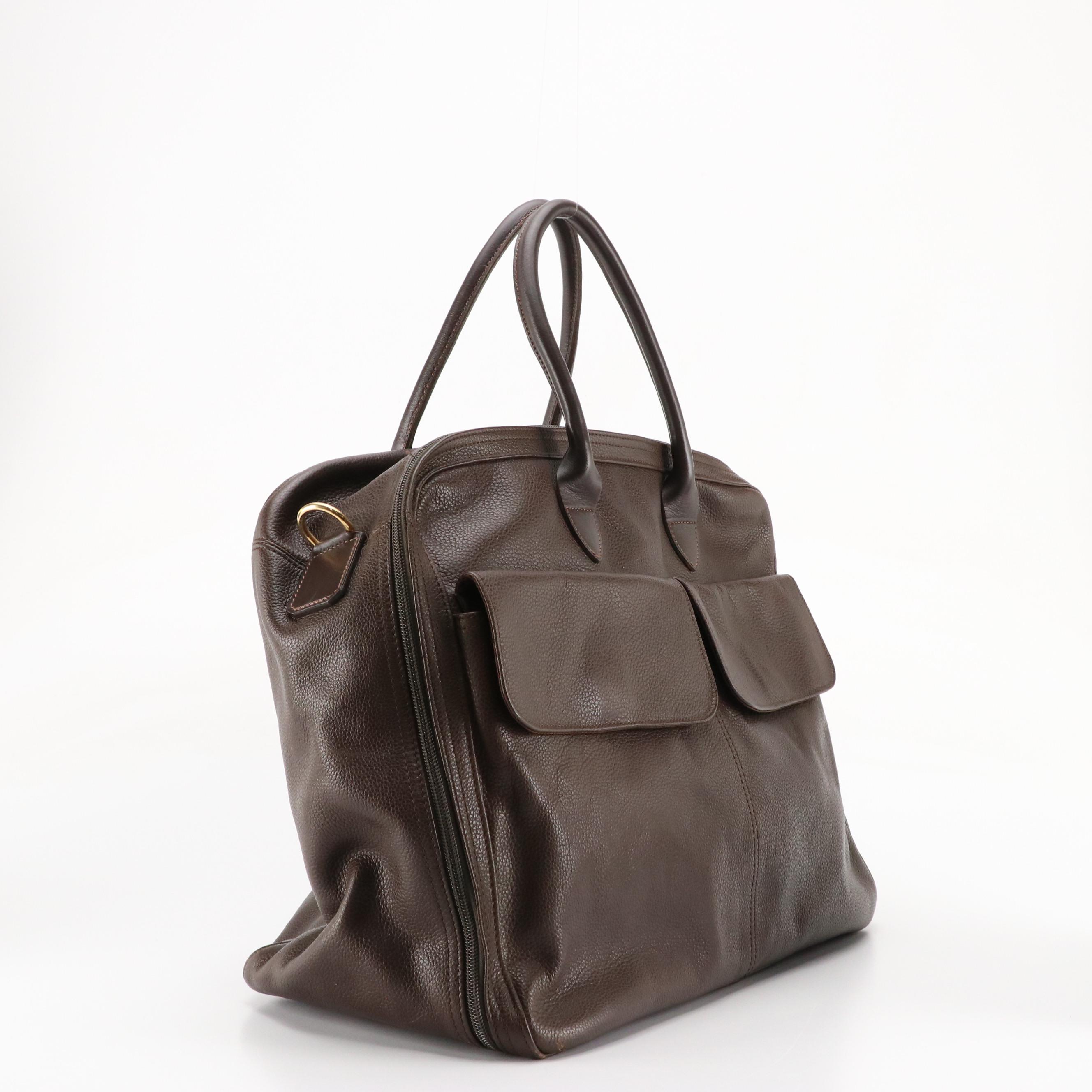 Longchamp Weekender Travel Bag in Dark Brown Leather