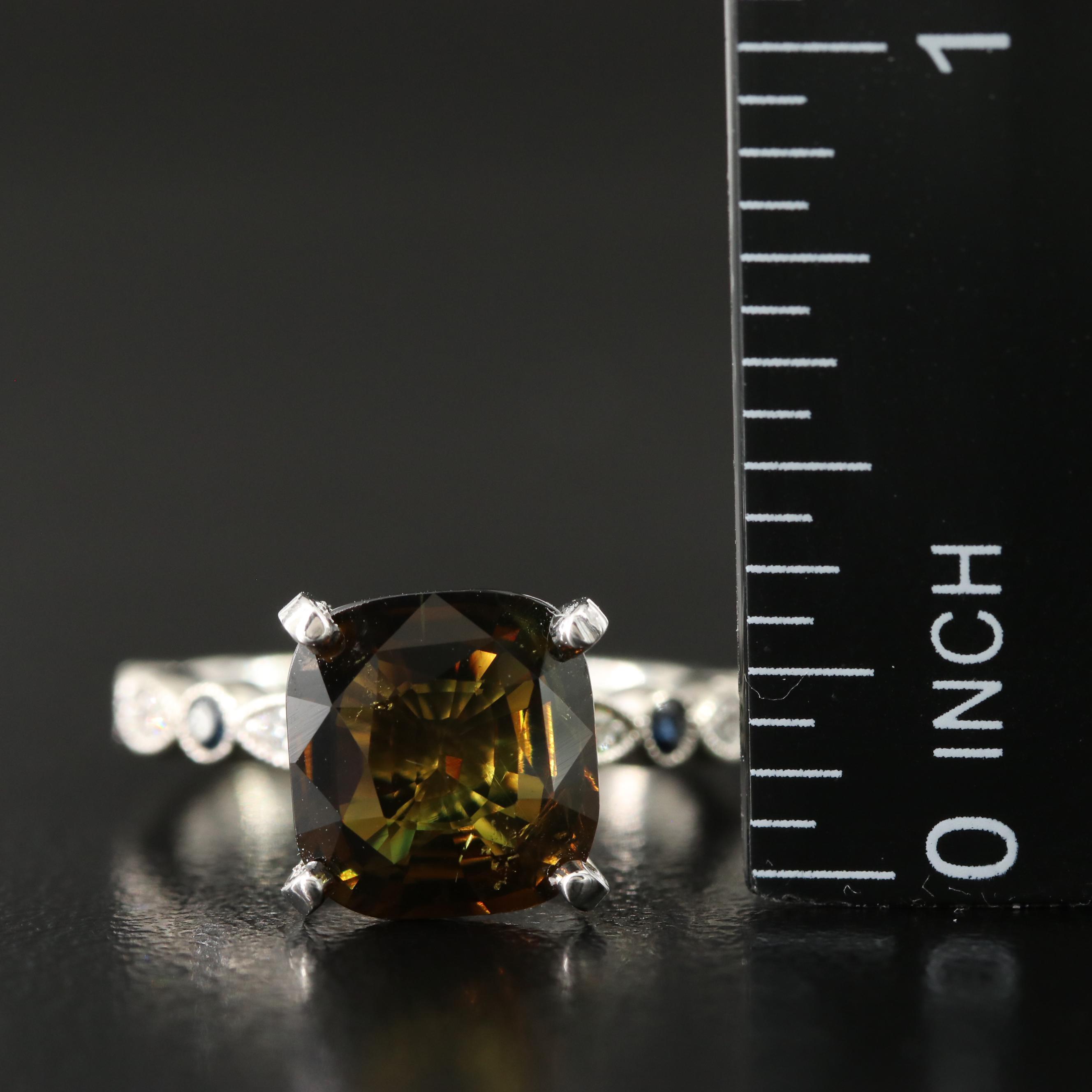 14K 4.15 CT Alexandrite and Diamond Ring with Platinum Accent and GIA Report