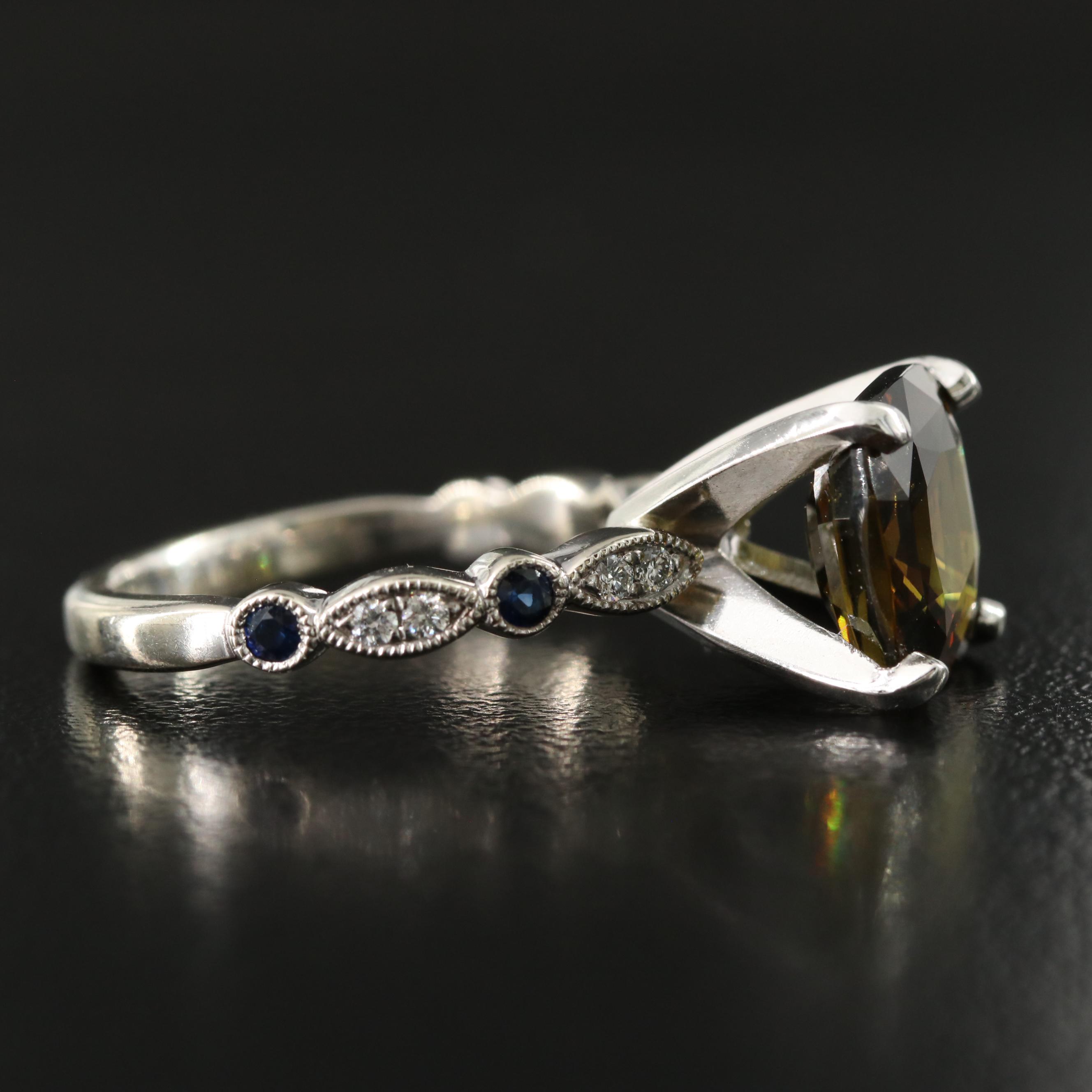 14K 4.15 CT Alexandrite and Diamond Ring with Platinum Accent and GIA Report