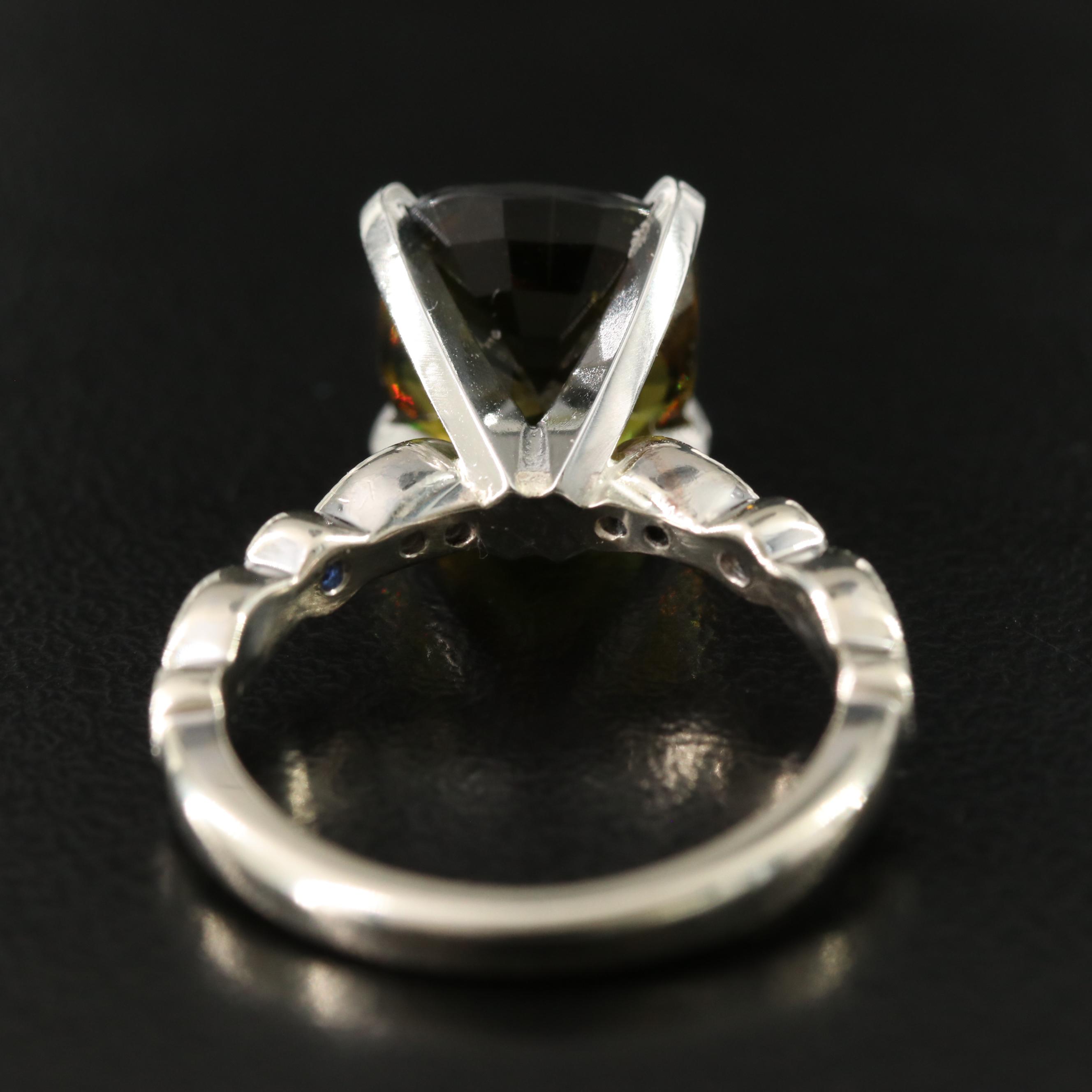 14K 4.15 CT Alexandrite and Diamond Ring with Platinum Accent and GIA Report