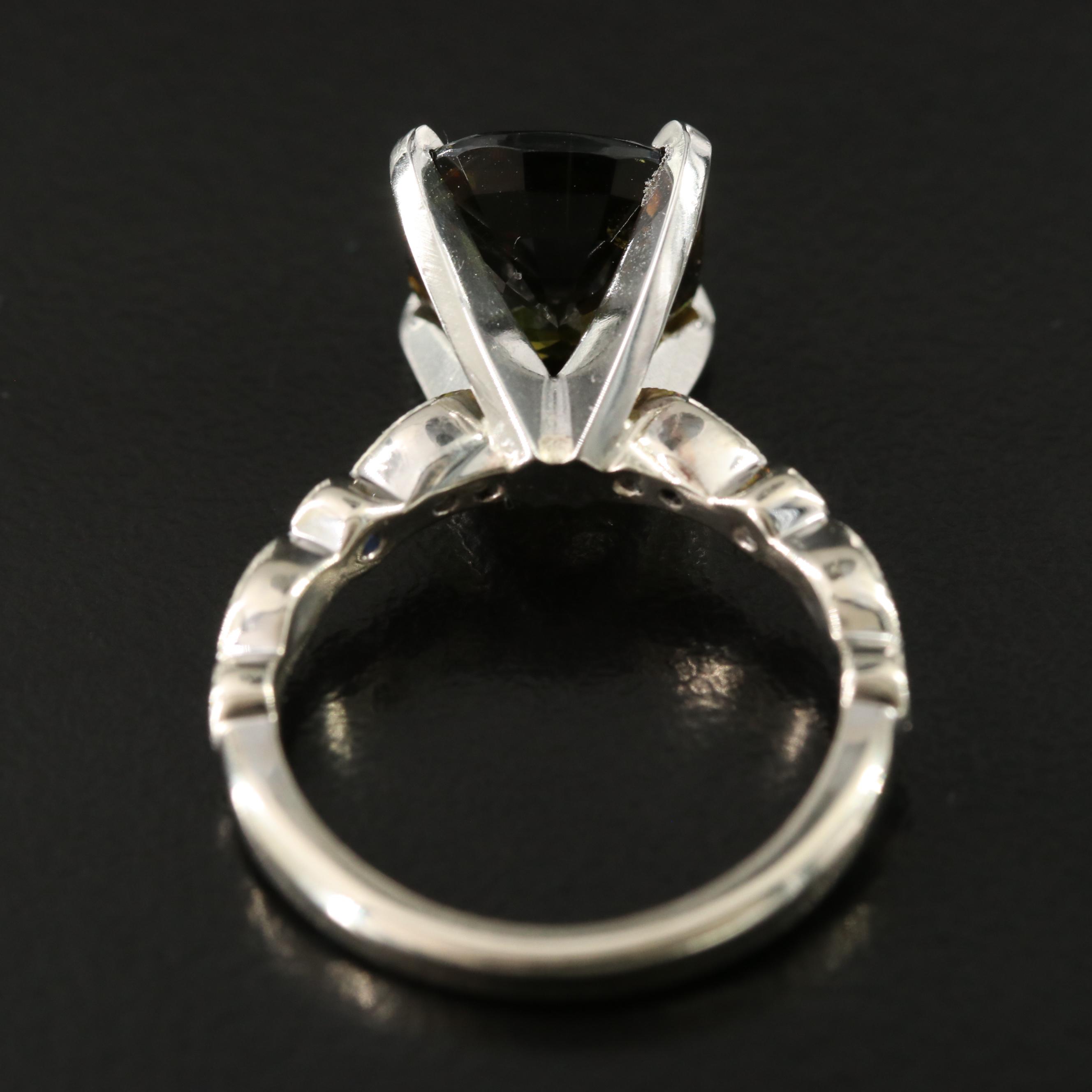 14K 4.15 CT Alexandrite and Diamond Ring with Platinum Accent and GIA Report