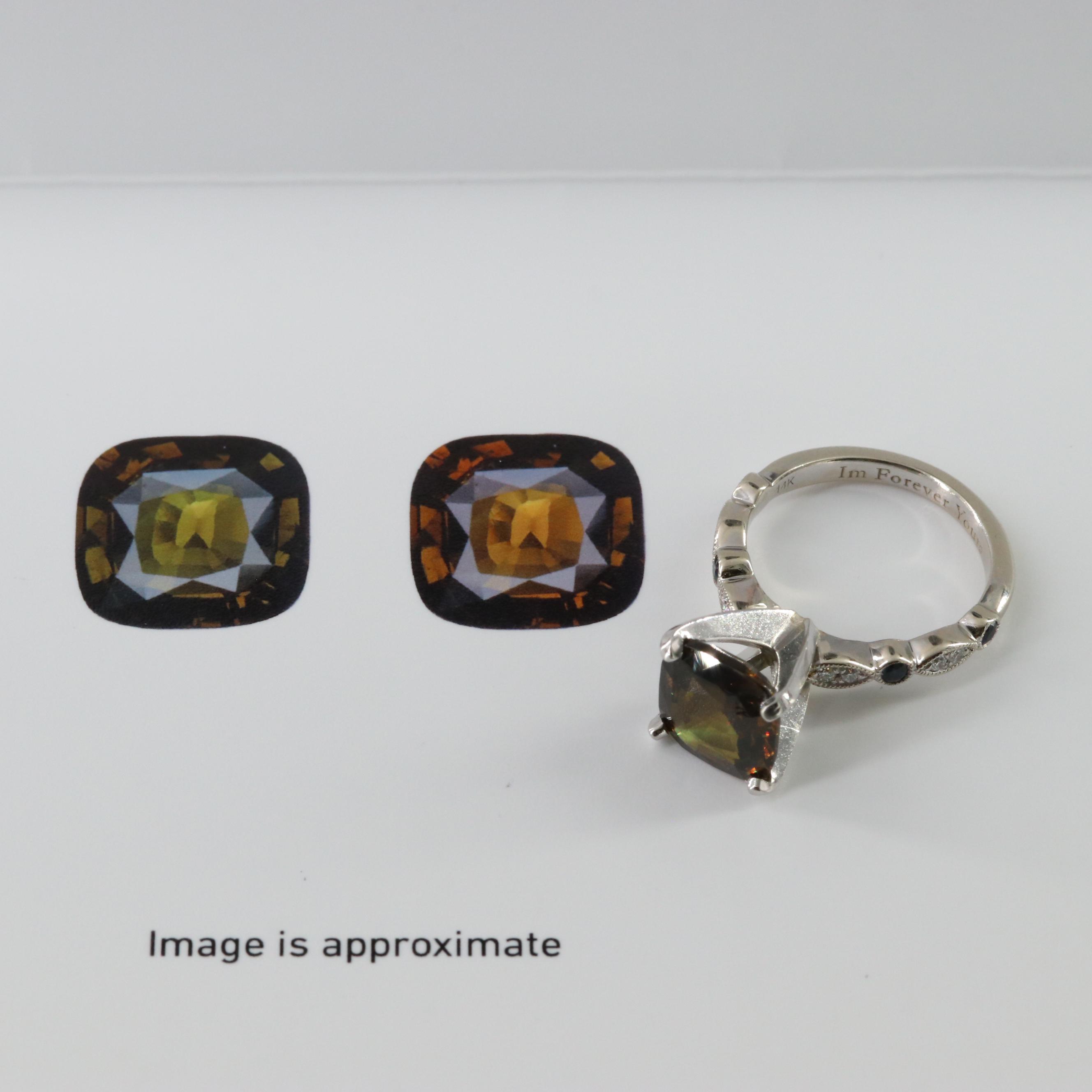 14K 4.15 CT Alexandrite and Diamond Ring with Platinum Accent and GIA Report