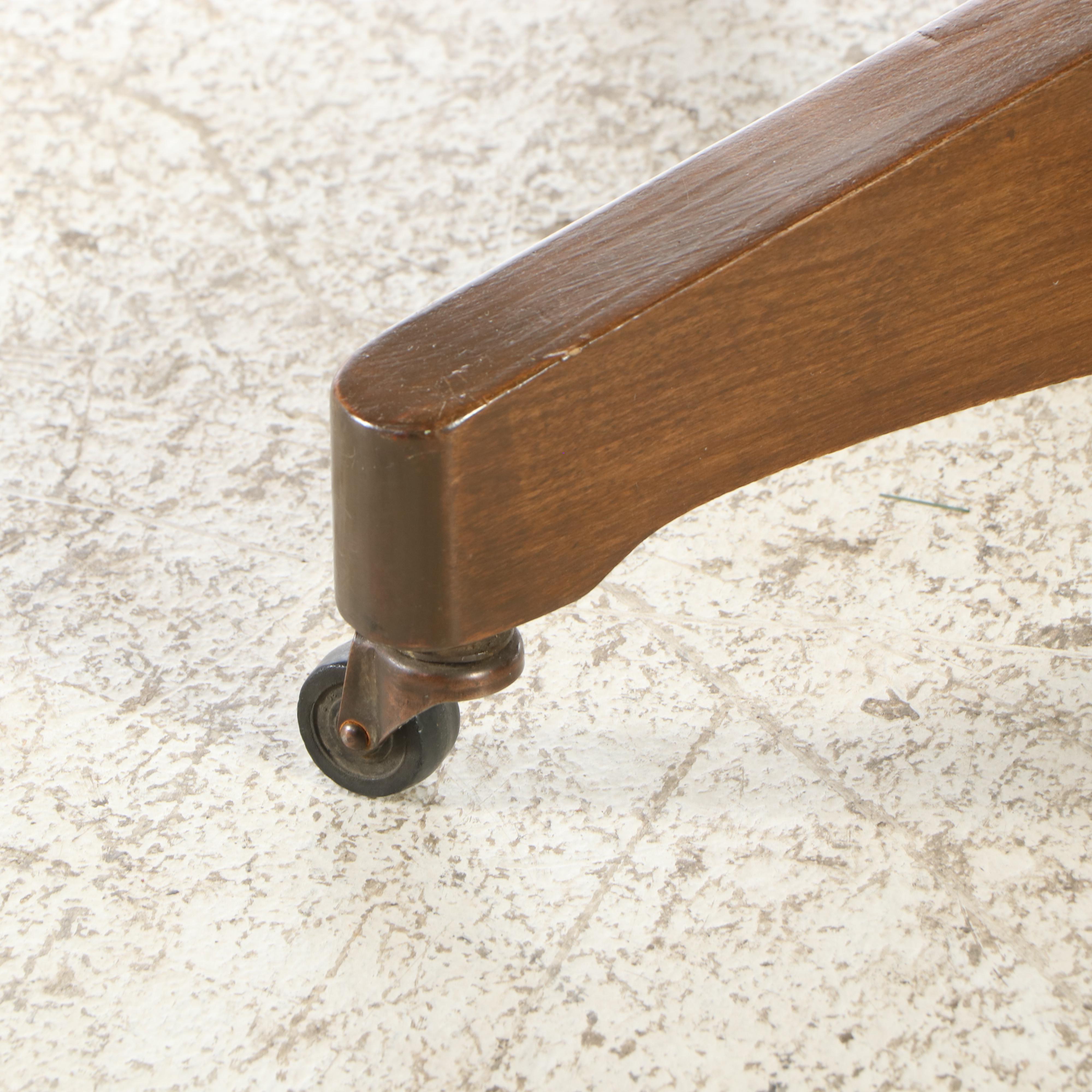 Green Faux Leather Upholstered Wood Banker's Chair, Mid-20th Century