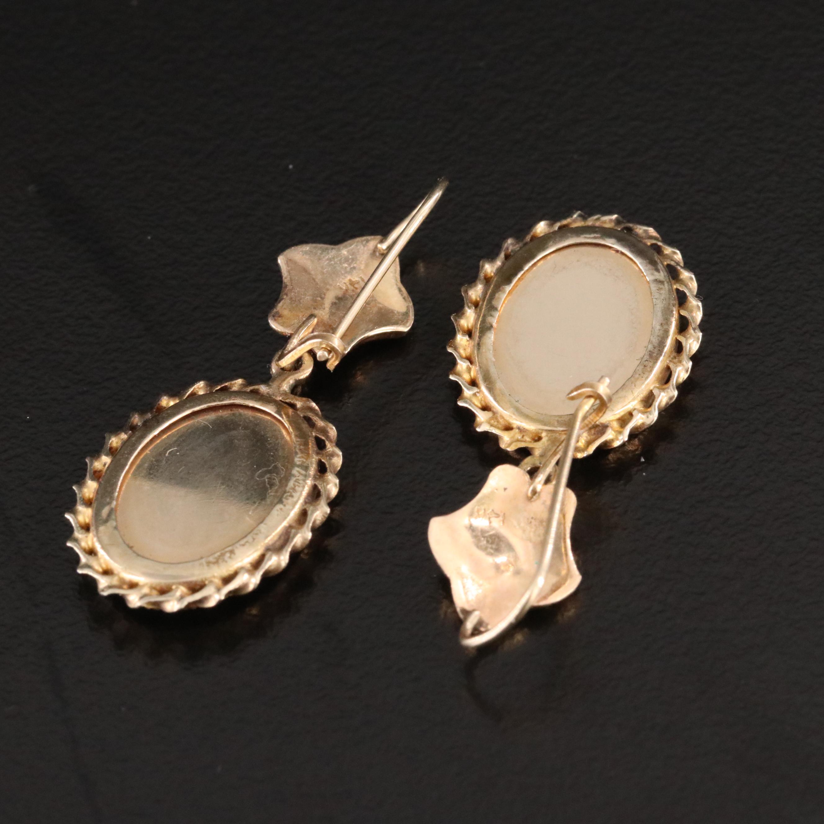 Vintage 14K and 10K Portrait Earrings