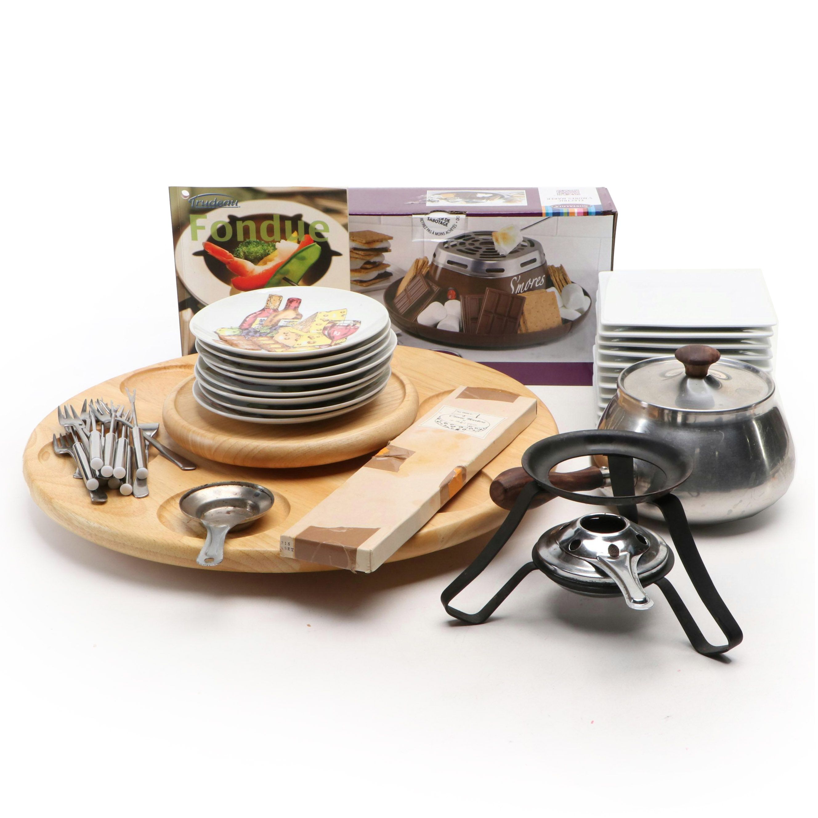 Shafford and Other Ceramic Plates with Lazy Susan, Smores Kit and More