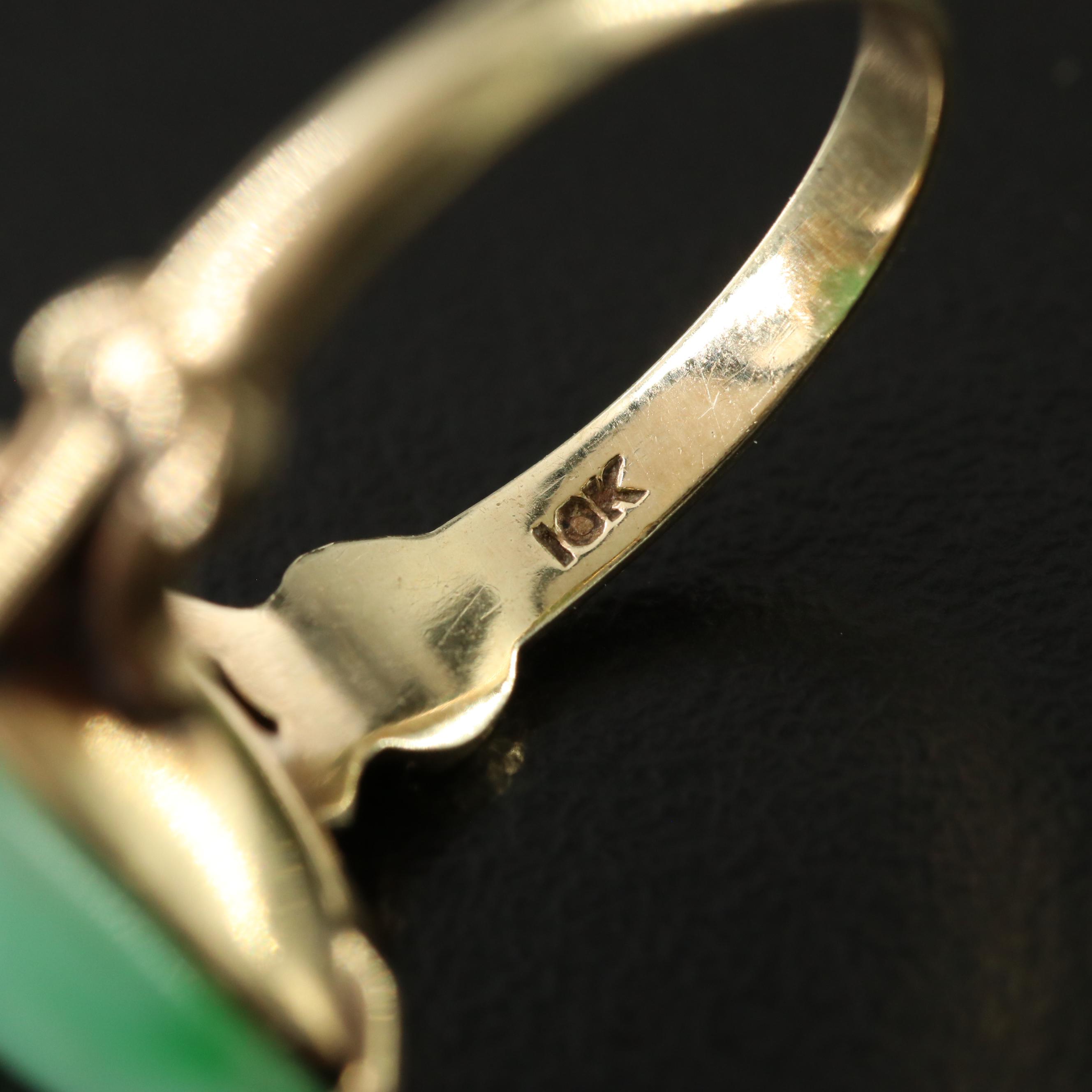Vintage 10K Jadeite Ring