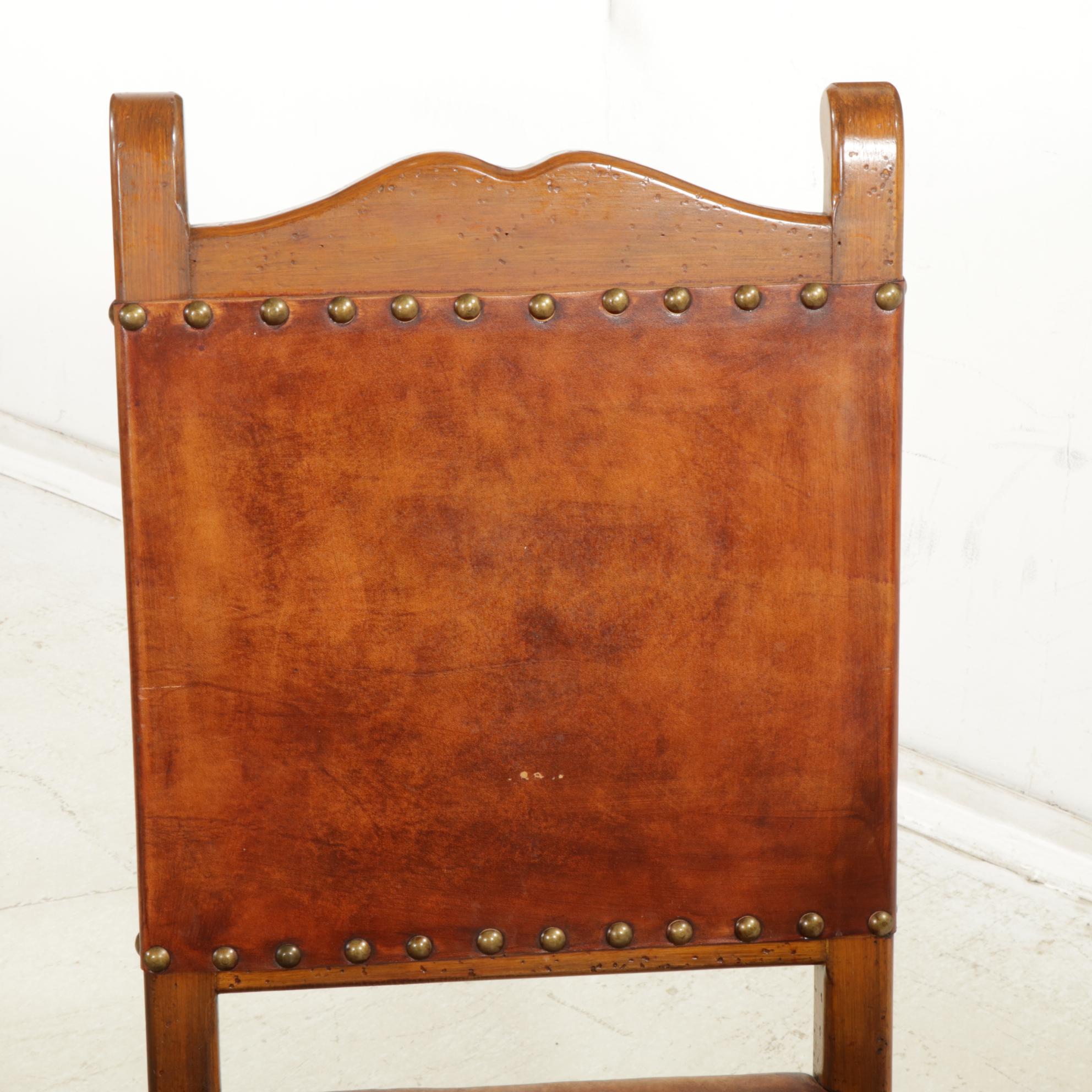 Rustic Southwestern Style Mexican Pine Dining Table with Seven Leather Chairs