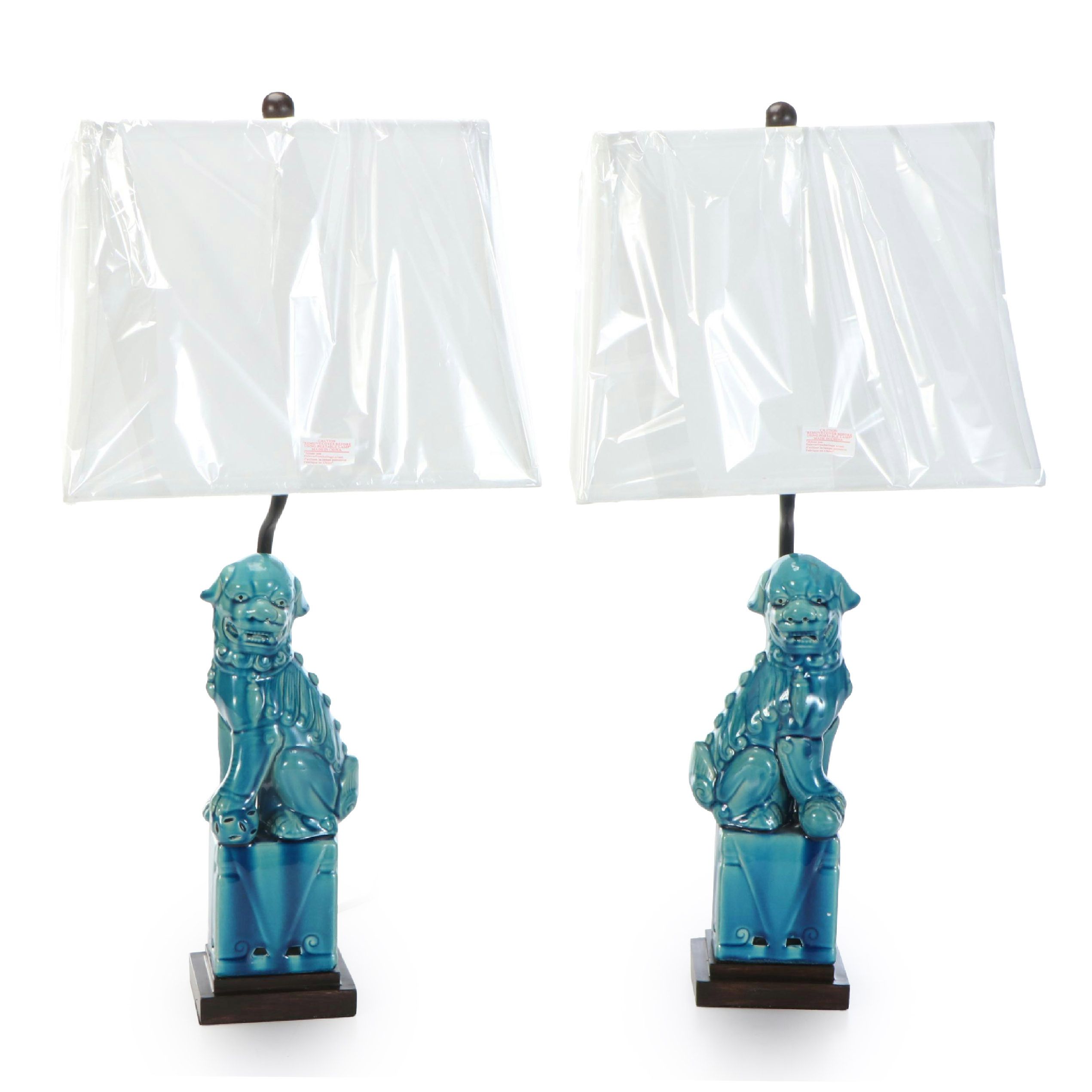 Safavieh Chinese Style Blue Ceramic Guardian Lion Table Lamps