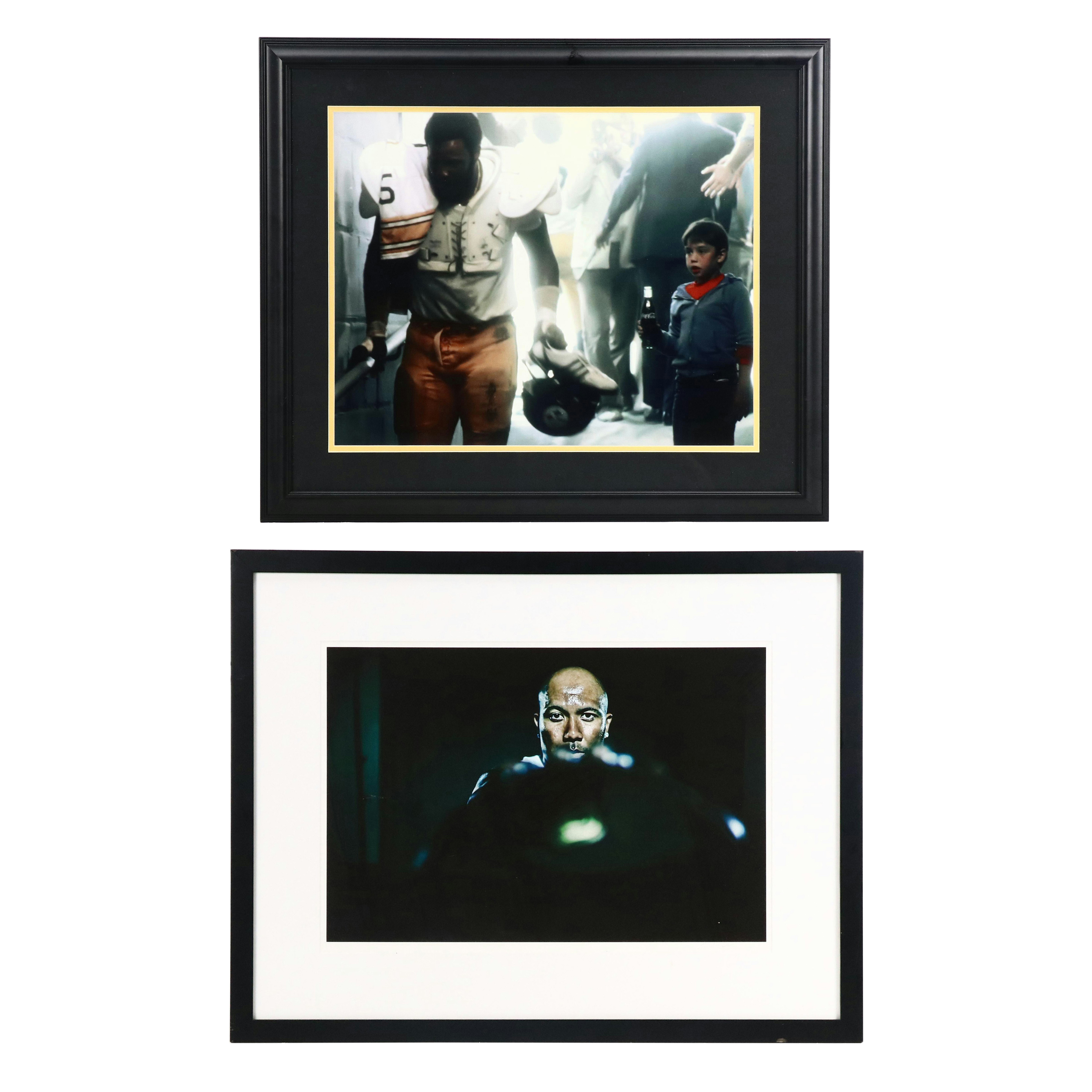Two Framed Photo Prints of "Mean Joe" Green and Hines Ward
