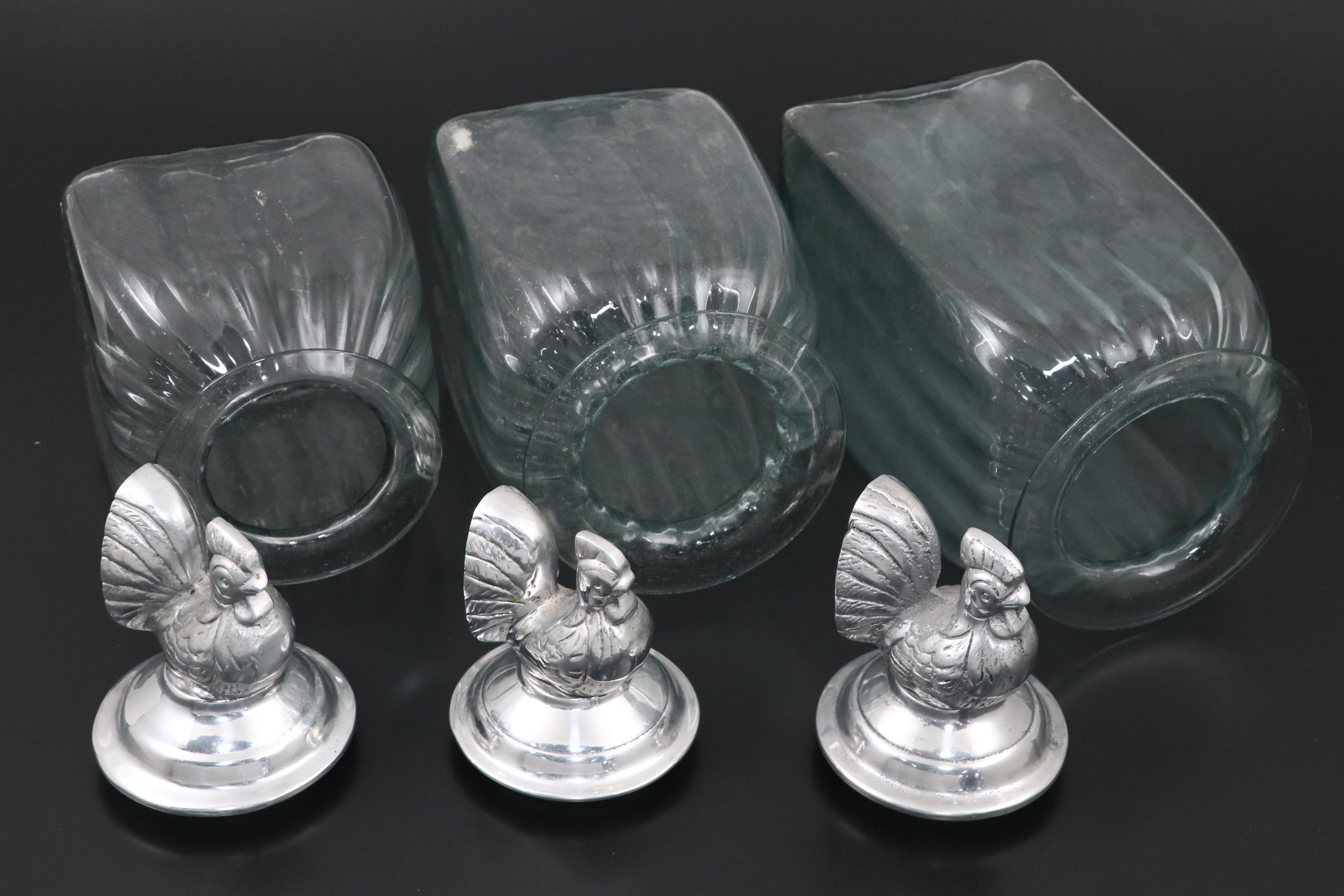 Glass Canister Set with Metal Rooster Lids