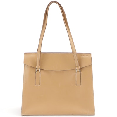 Prada Beige Smooth Leather Flap-Over Shoulder Bag Prada Beige Smooth Leather Flap-Over Shoulder Bag